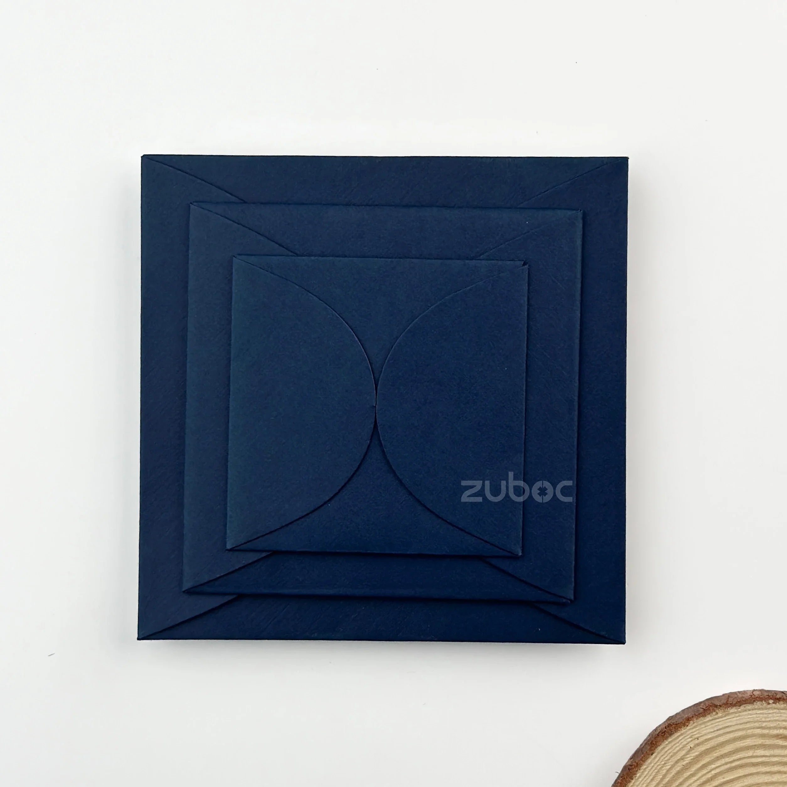  Midnight Fold semi-circle envelopes set of 3 in plain navy blue from Zuboc ? premium imported paper, perfect for weddings, gifting, and crafts-2