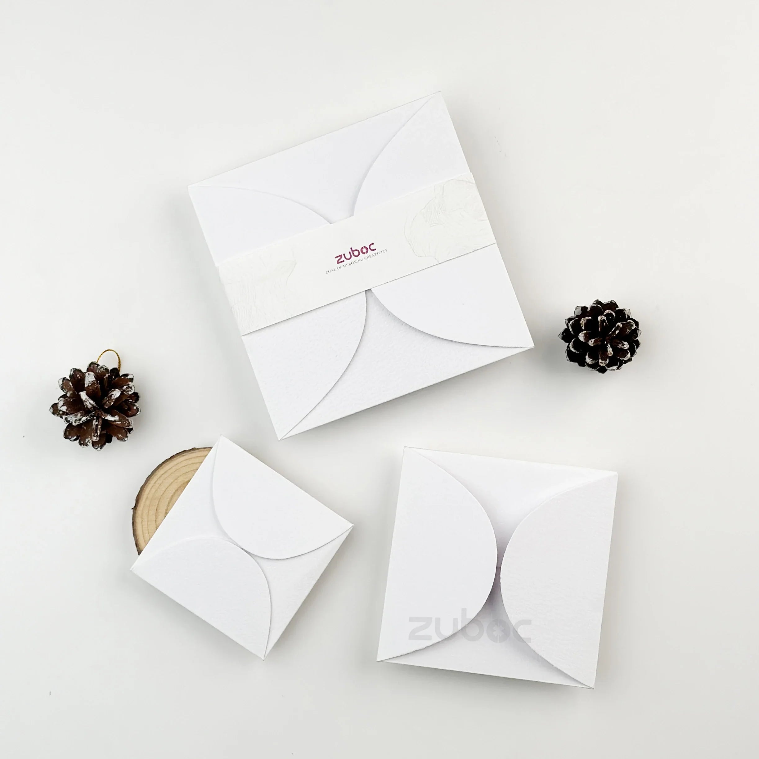 Milk and Mist semi-circle envelopes set of 3 in normal white from Zuboc ? premium imported paper, perfect for weddings, gifting, and crafts-1