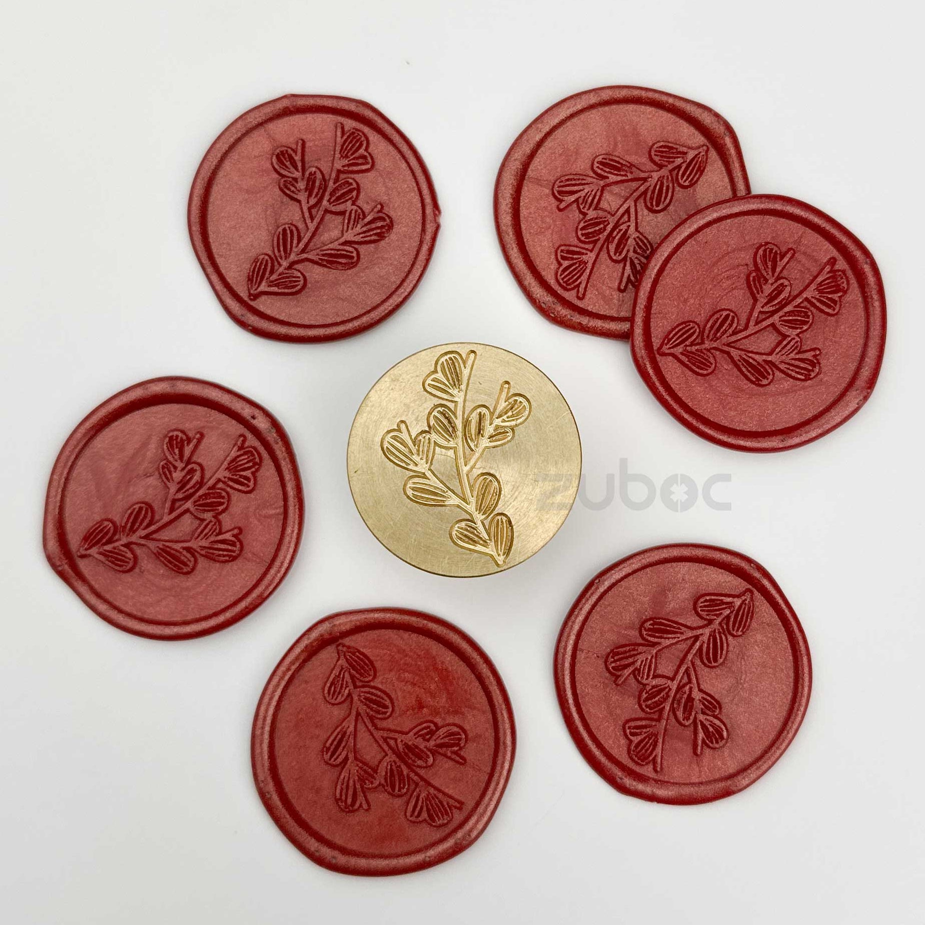 Moss rose wax stamp with wooden handle for DIY projects