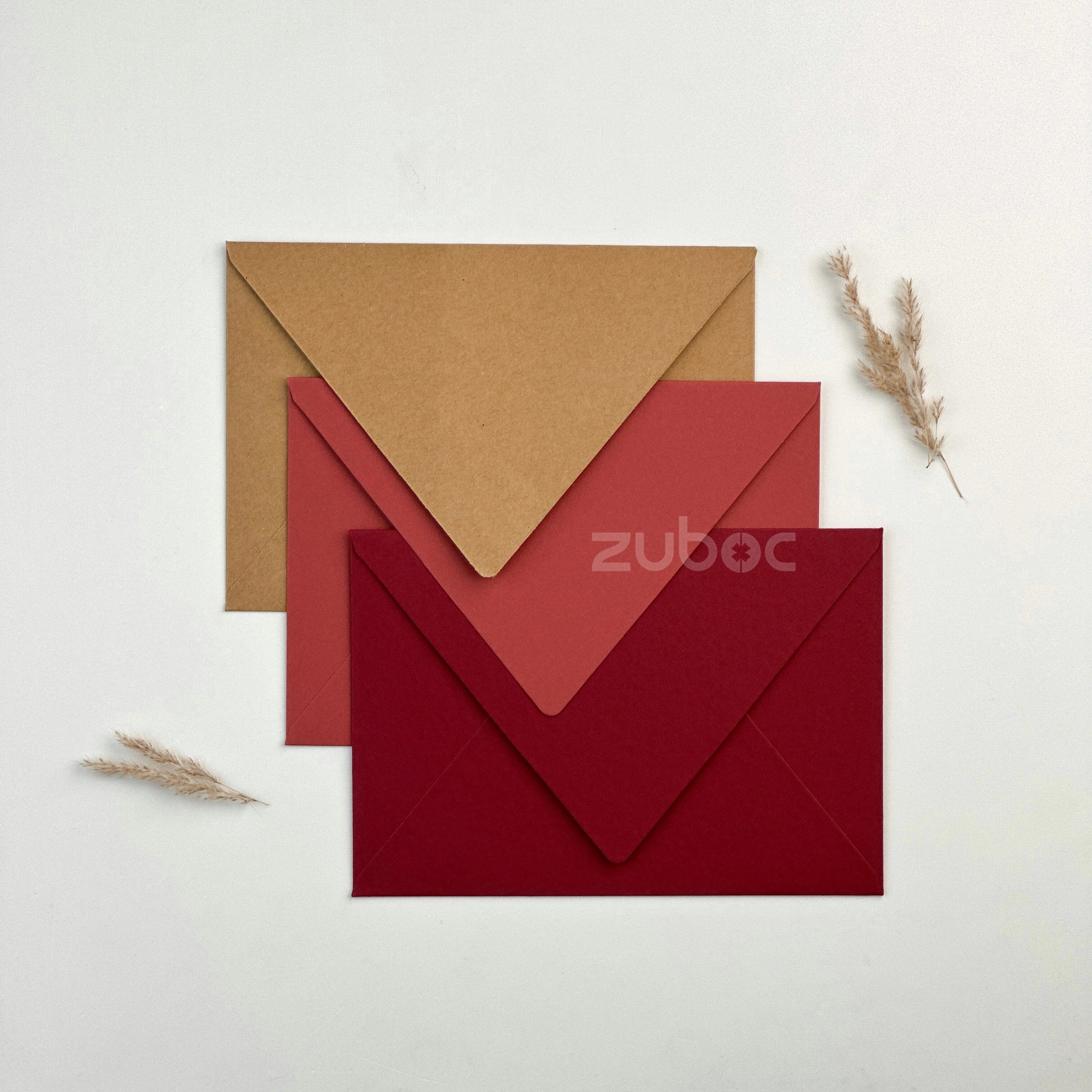 Mud Cluster Envelopes Set of 3 in maroon, brick red, and kraft brown – Zuboc