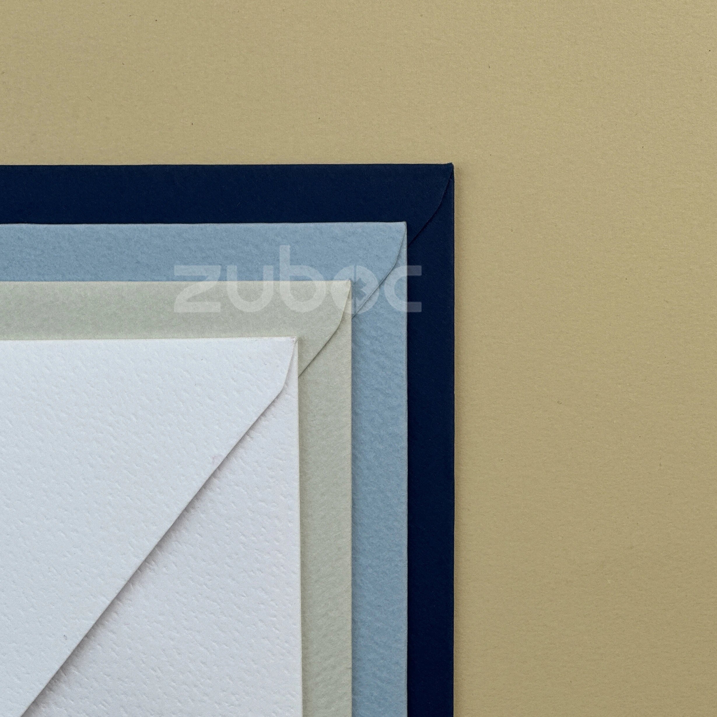  Ocean Opulence counter flap envelopes set of 4 in navy blue, lightest gray, normal white, and light blue from Zuboc ? premium textured imported paper for weddings, gifting, and crafts-3
