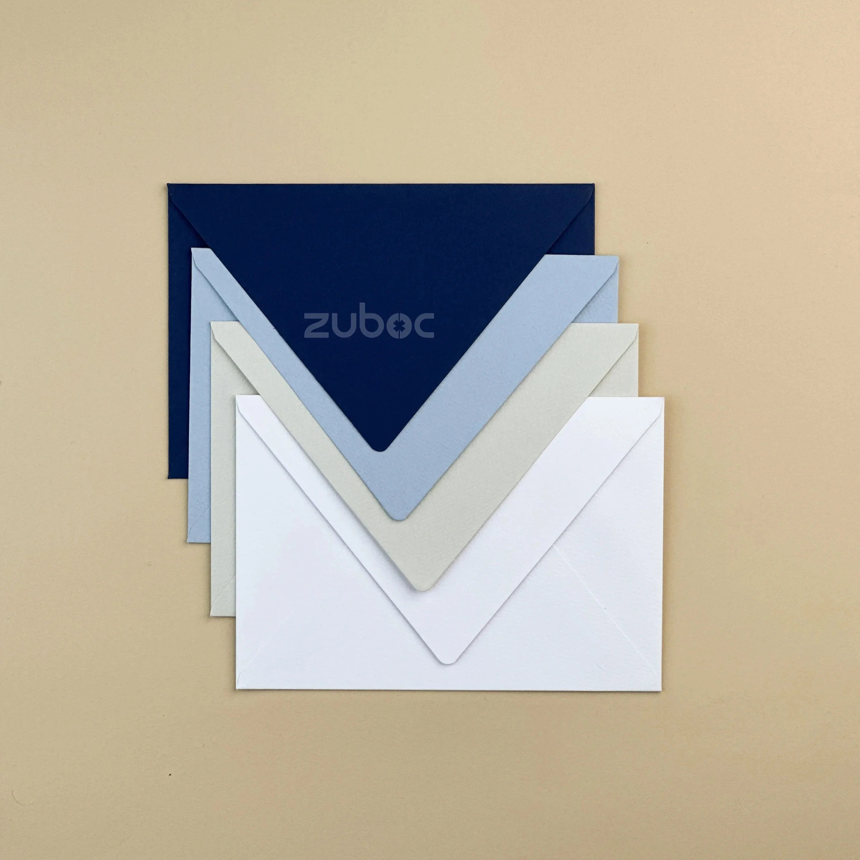  Ocean Opulence counter flap envelopes set of 4 in navy blue, lightest gray, normal white, and light blue from Zuboc ? premium textured imported paper for weddings, gifting, and crafts-2
