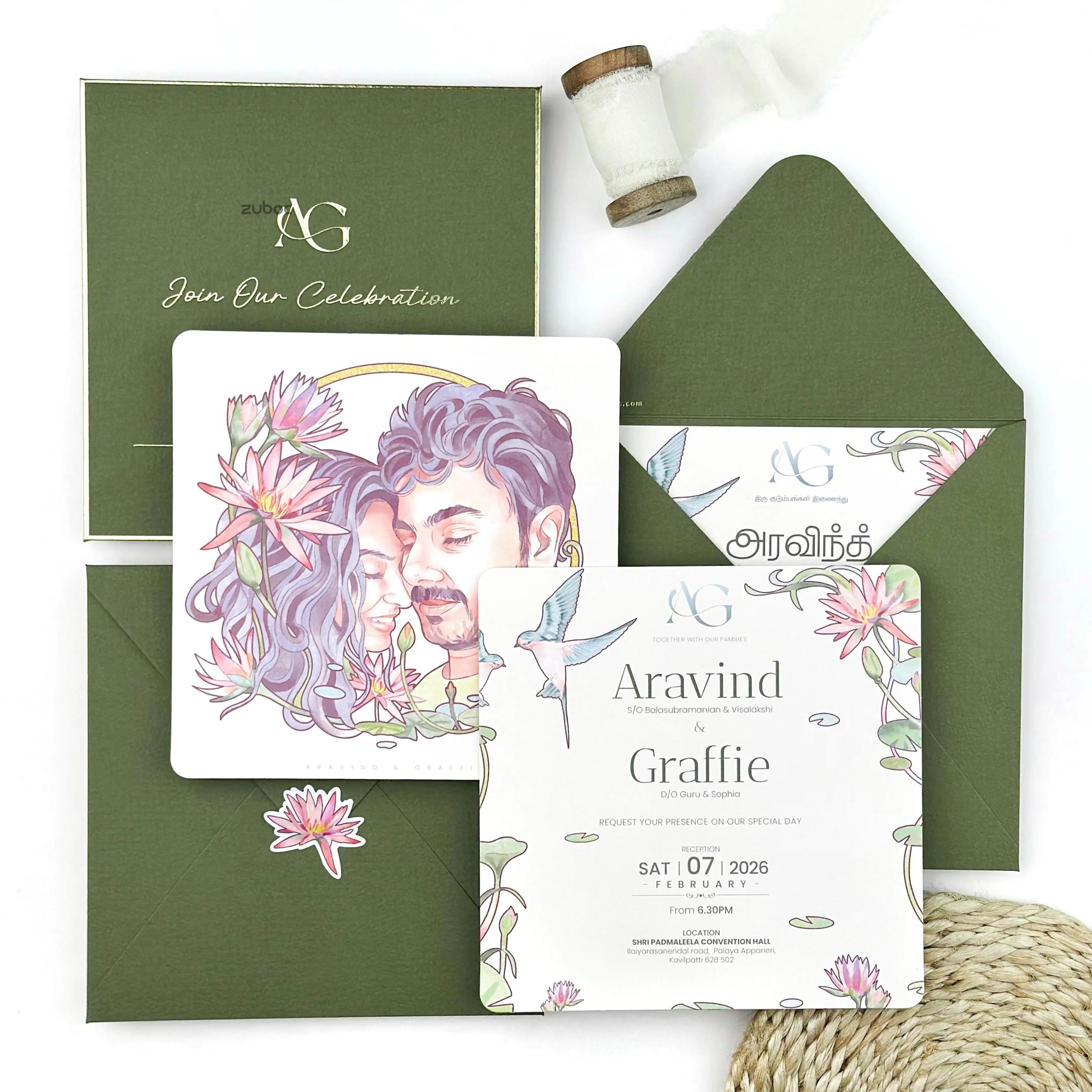 Olive envelope set of 50 for elegant wedding invitations