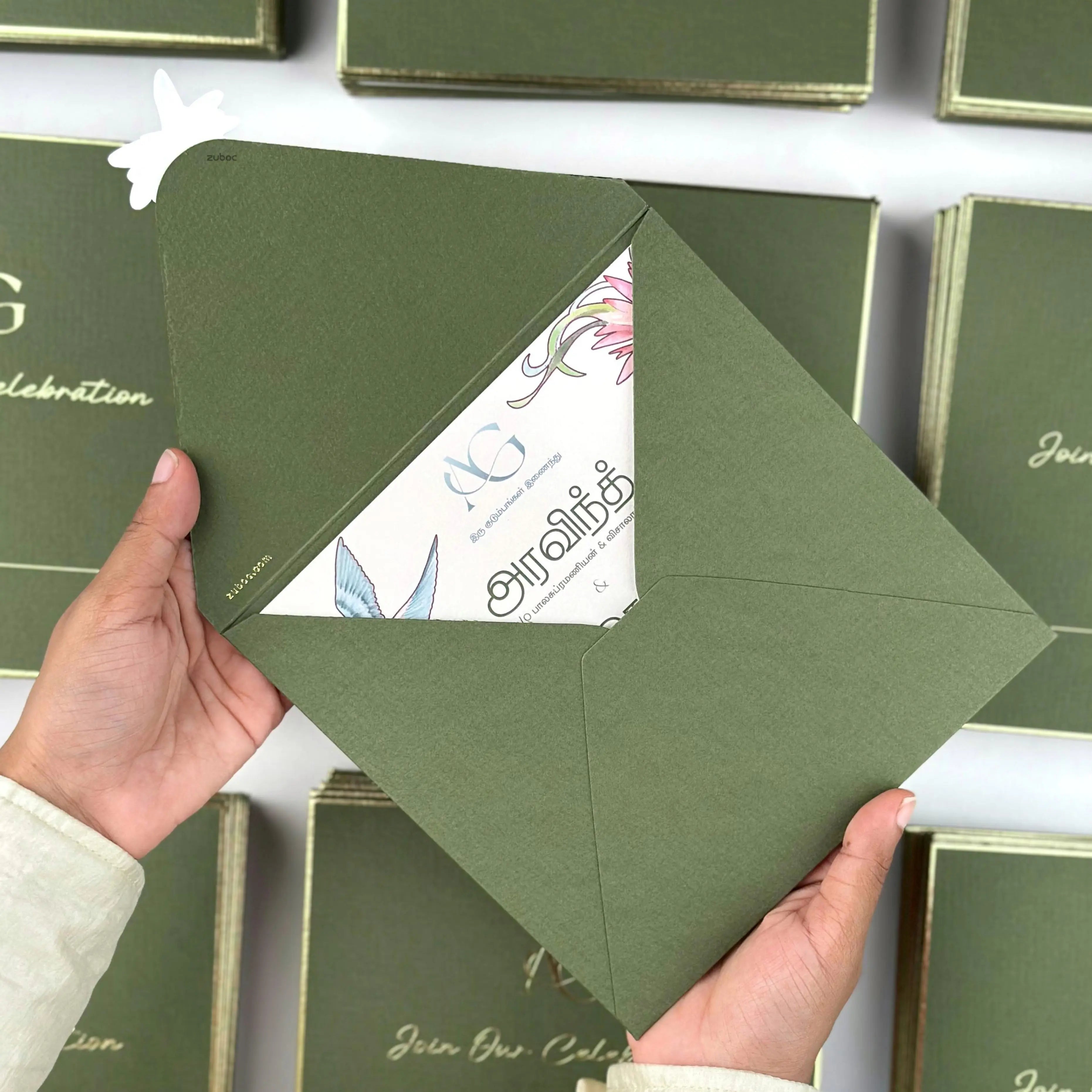 Olive envelope set of 50 for elegant wedding invitations