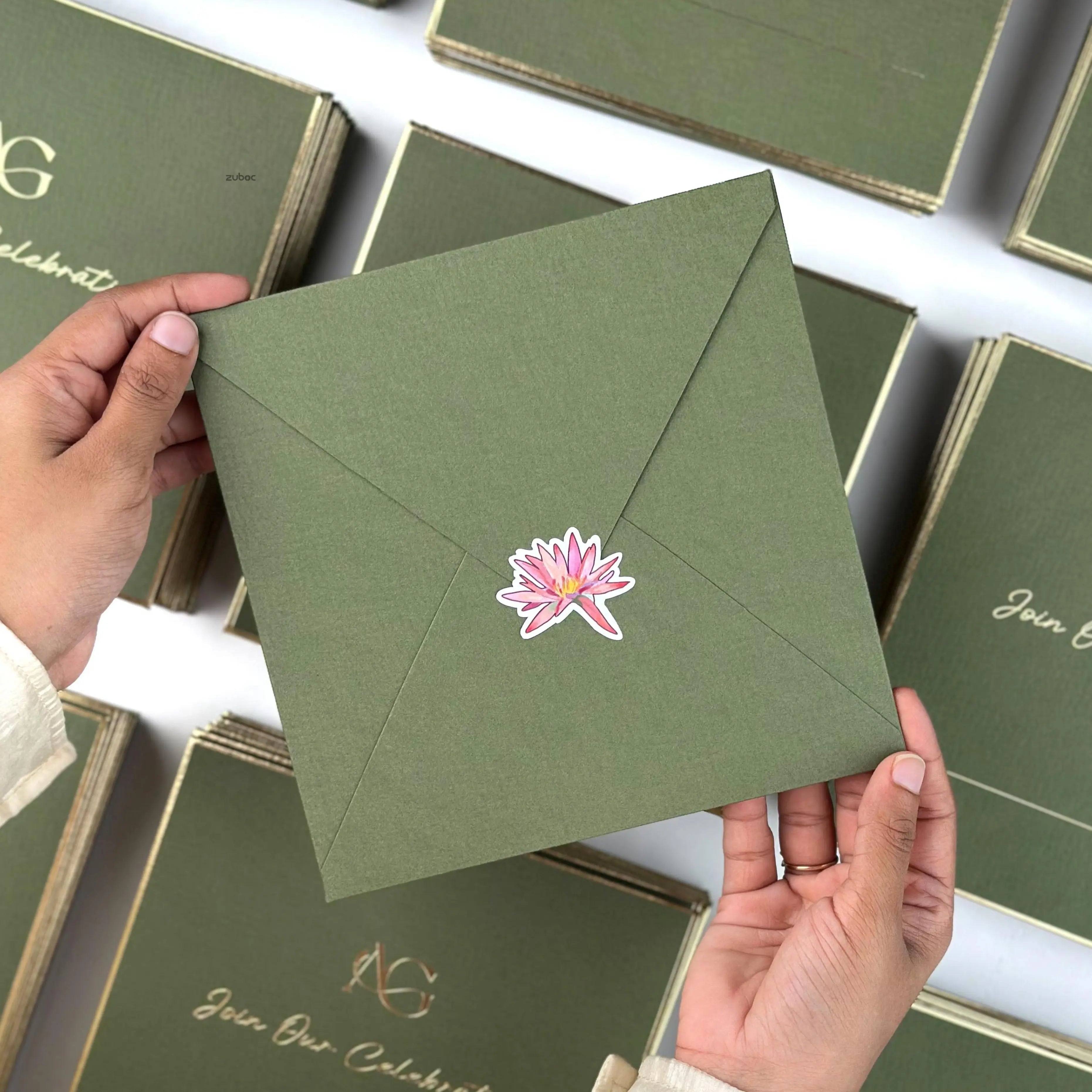 Olive envelope set of 50 for elegant wedding invitations