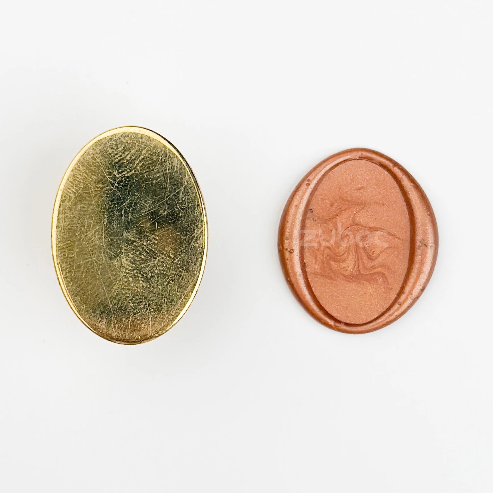 Brown wax stamp with wooden handle for handmade cards