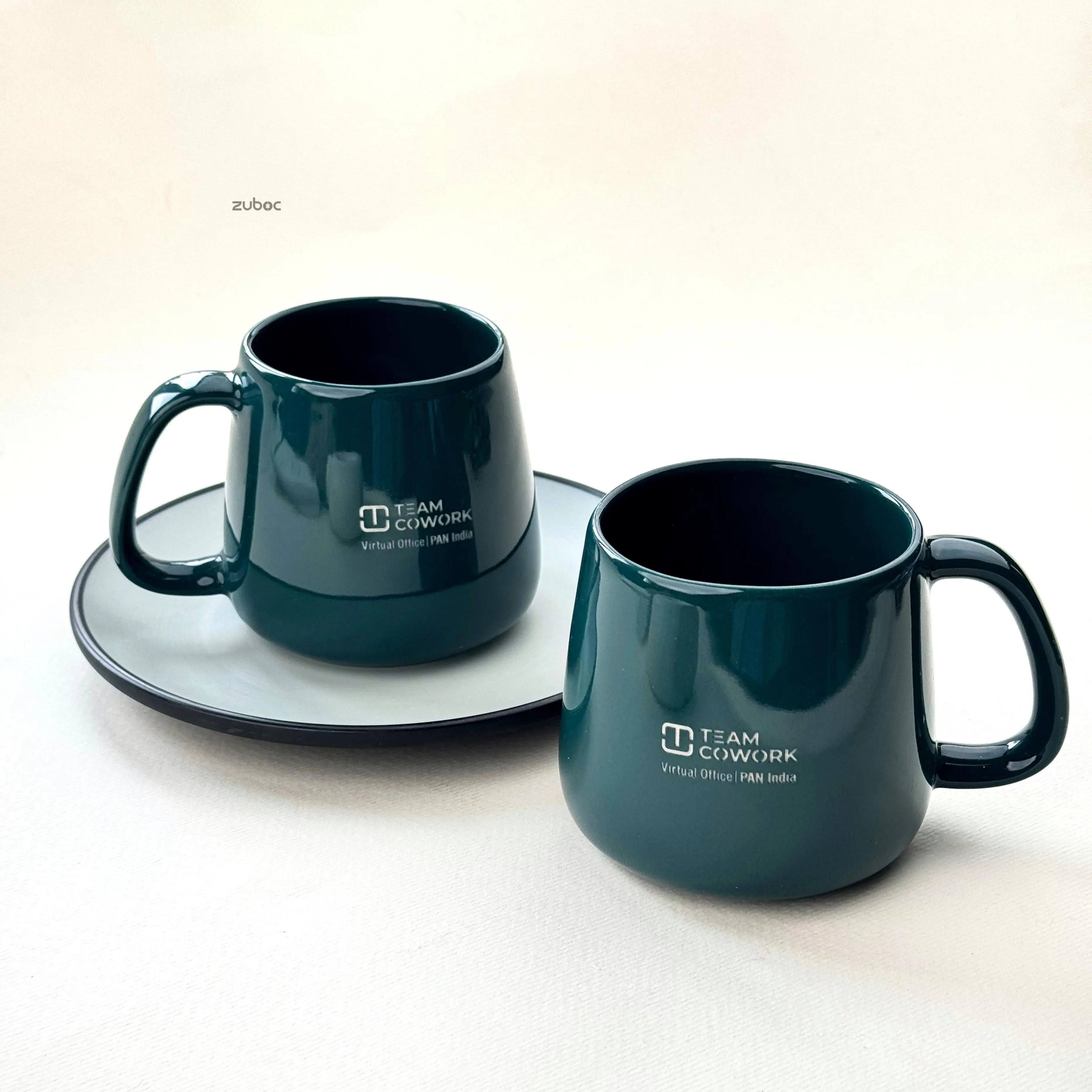 Personalised Single Teal Blue Ceramic Coffee Mug With Custom Name for Corporates