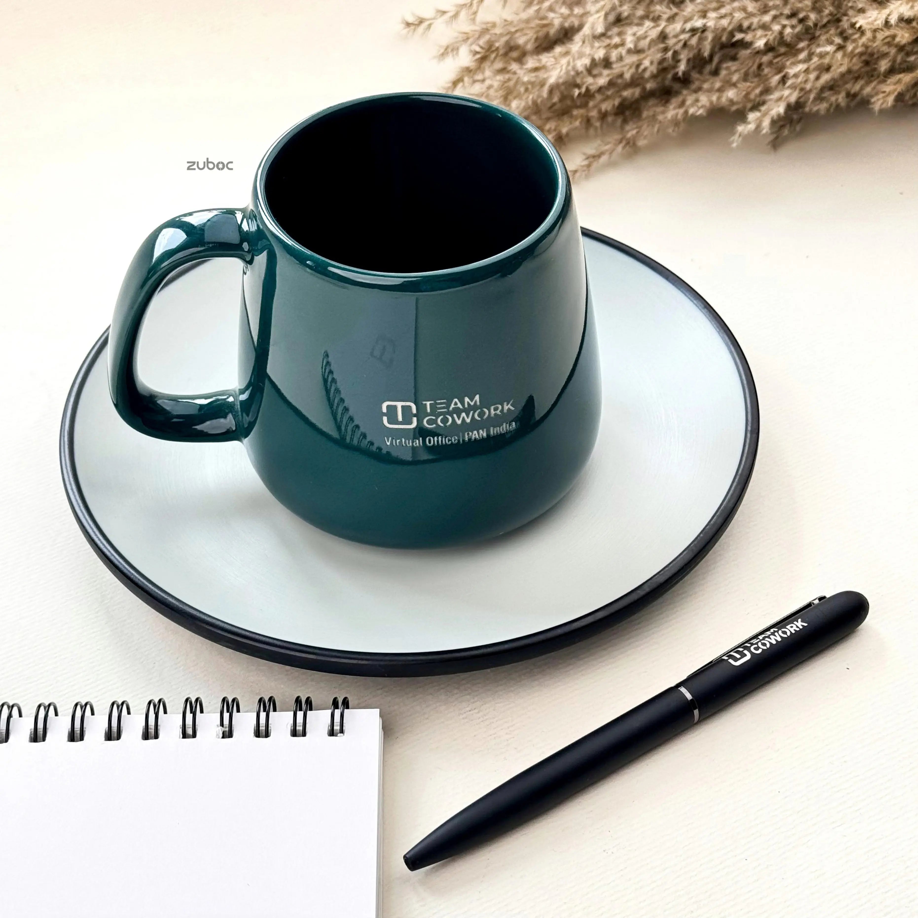 Personalised Single Teal Blue Ceramic Coffee Mug With Custom Name for Corporates