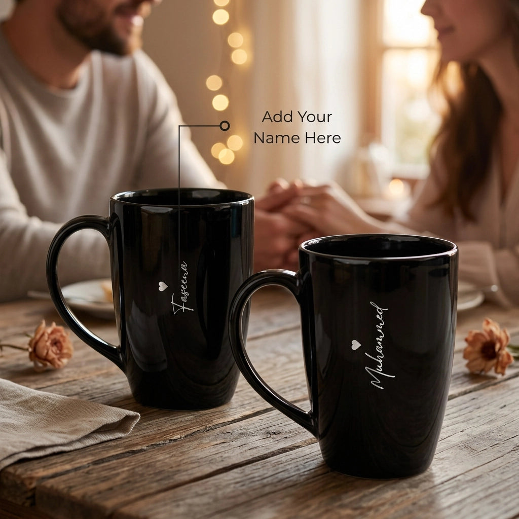 Personalized Stylish Long Couple Mug For Anniversaries