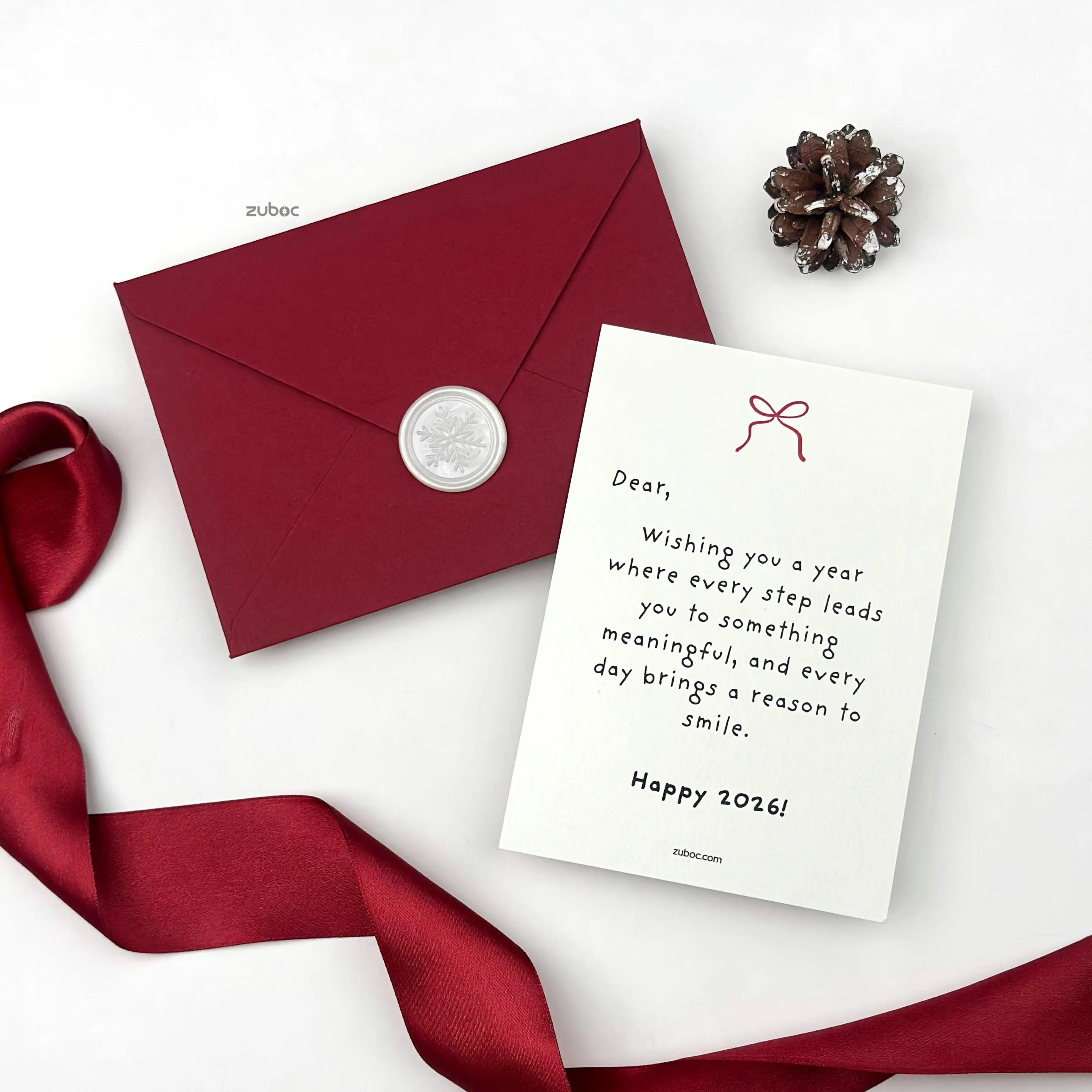 Personalized Winter Crimson New Year Card