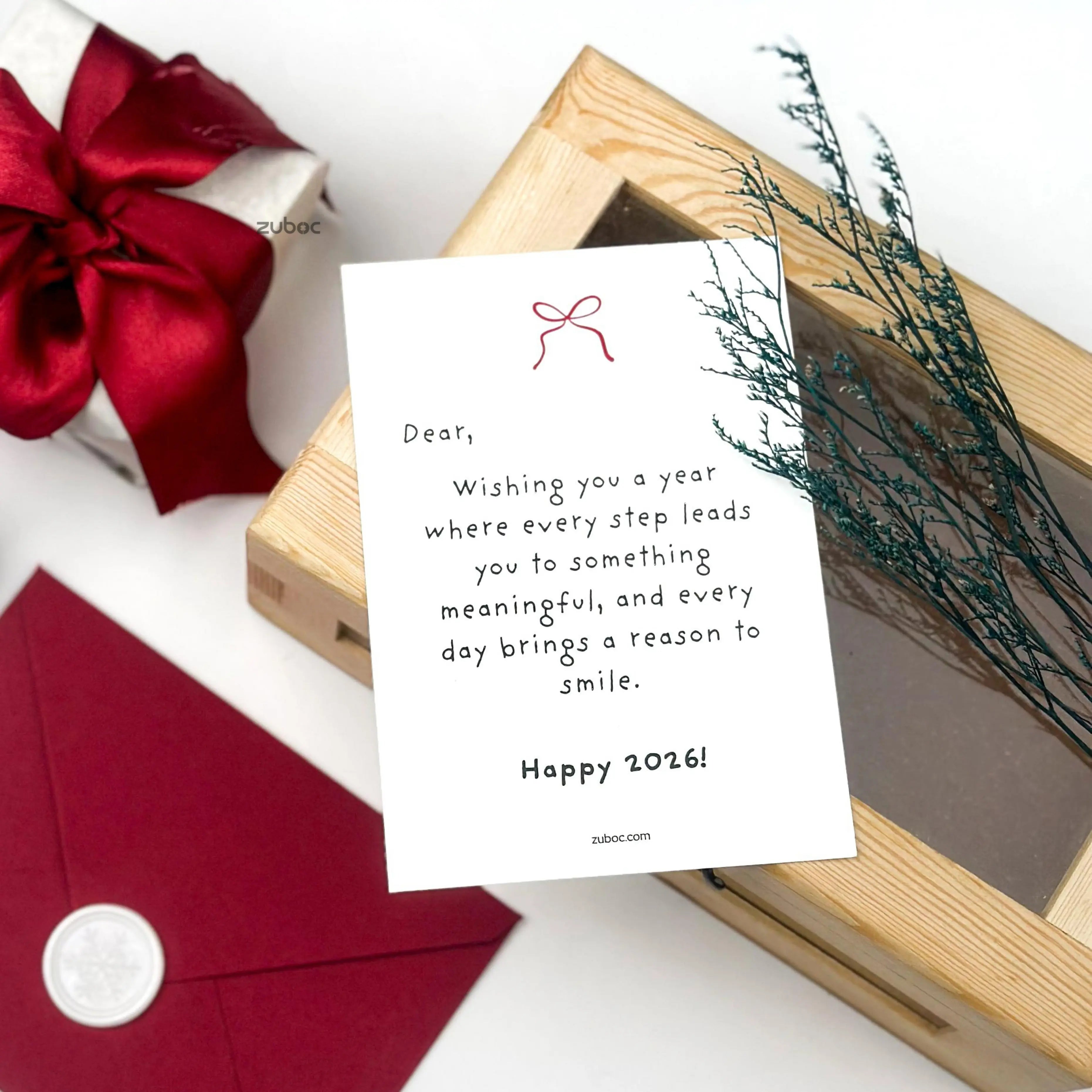 Personalized Winter Crimson New Year Card