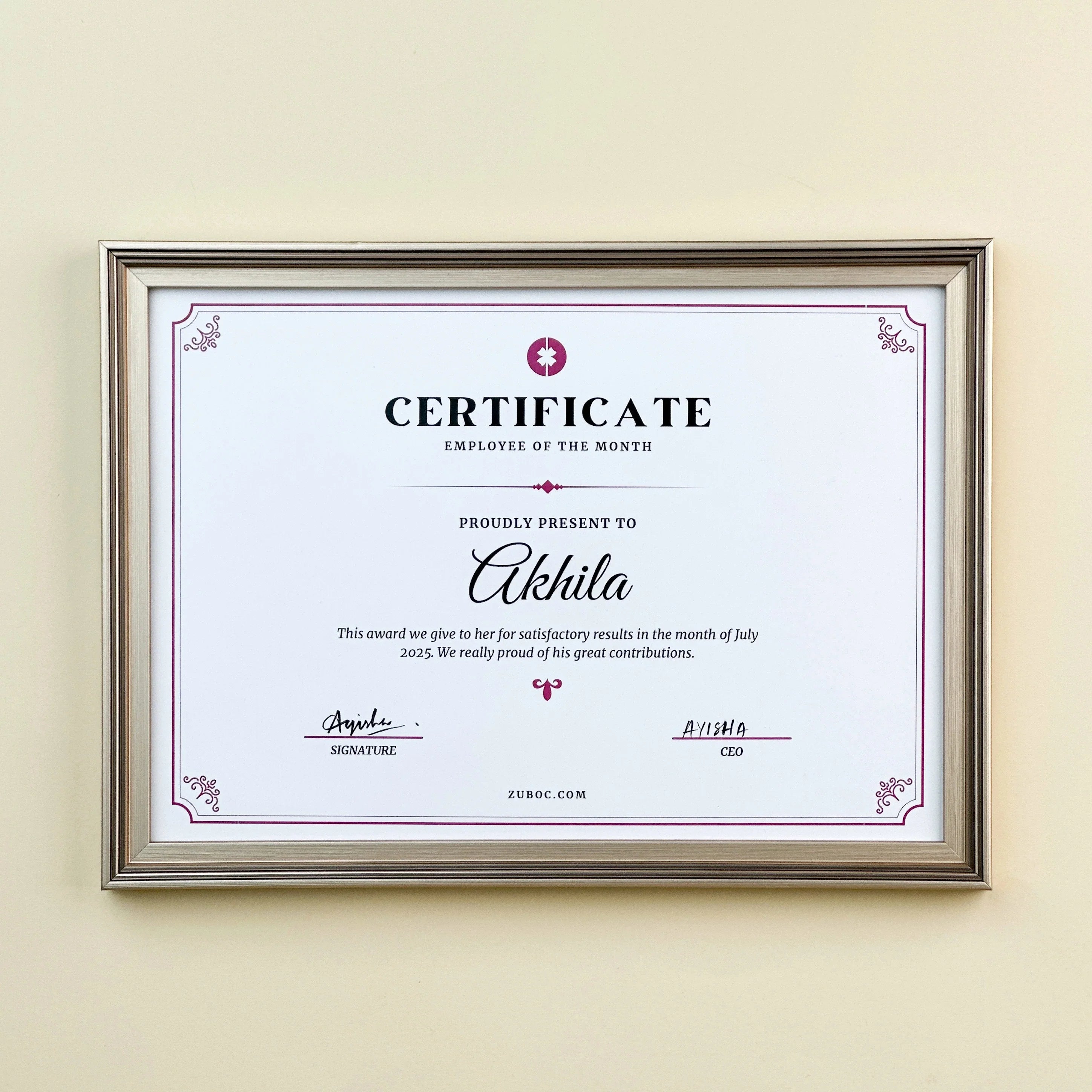 A4 rose gold certificate frame with sleek finish, perfect for professional certificates and achievements-1