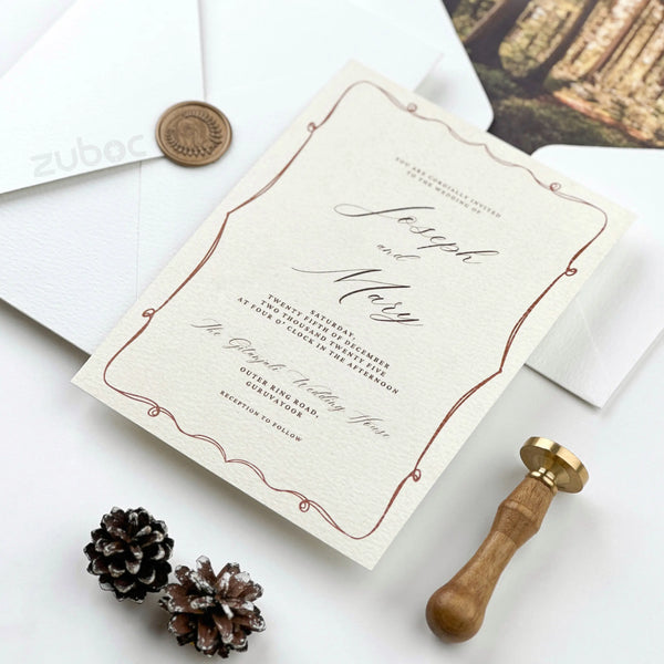Customized Rustic Pine Wedding Invitation Suites (Set of 50)