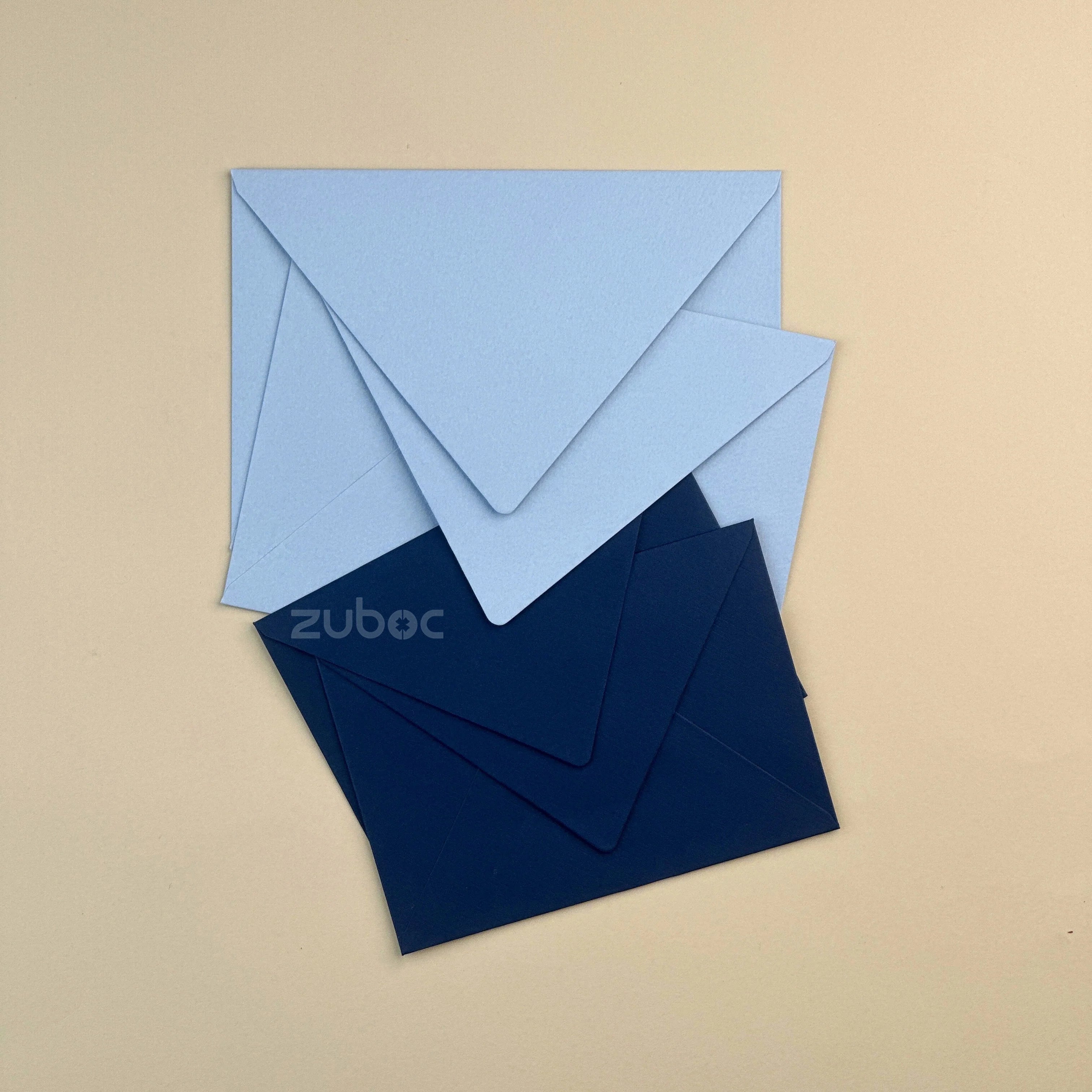  Sapphire Sky counter flap envelopes set of 4 in light blue and plain navy blue from Zuboc ? premium imported paper for weddings, gifting, and formal stationery-2