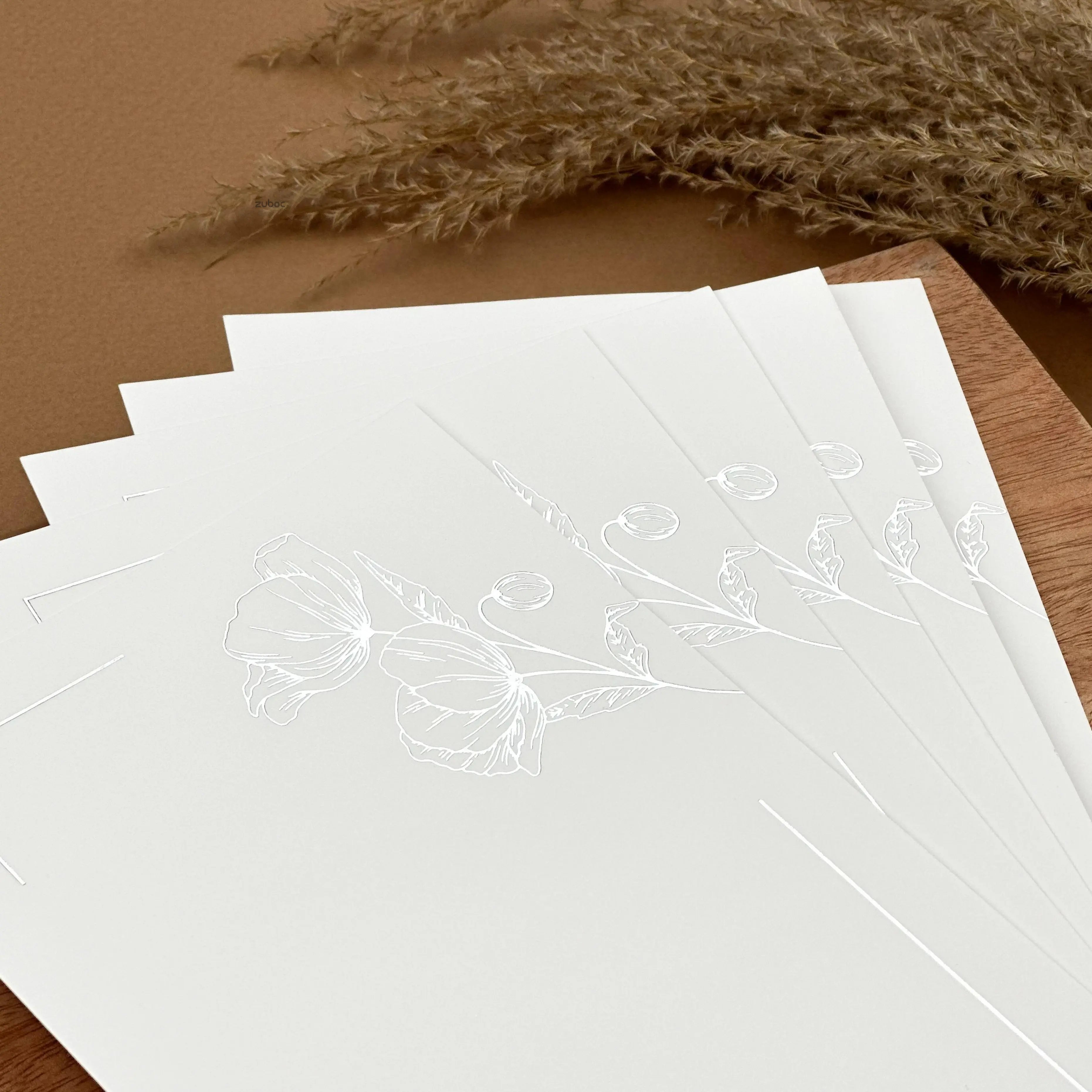 Silver Foiled Floral Insert ( set of 5)