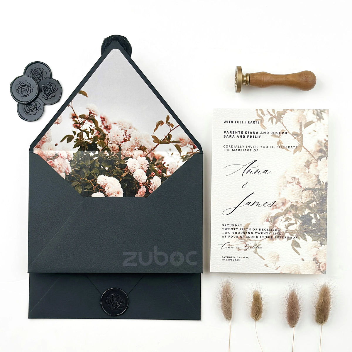 Customized Smoky Ash Wedding Invitation Suites (Set of 50)