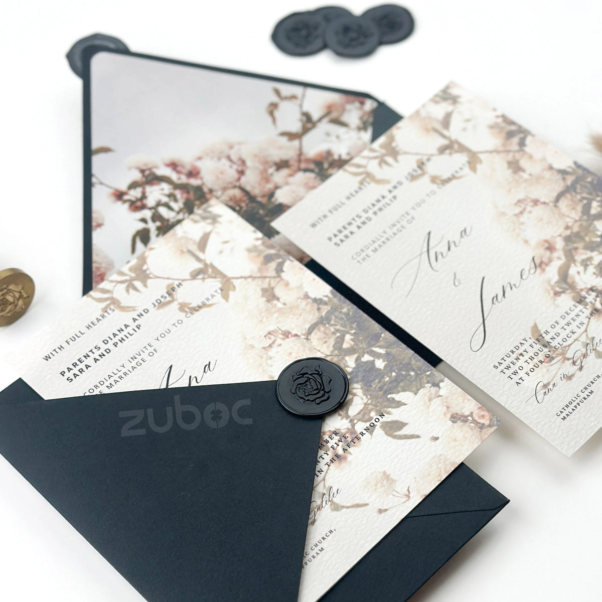Customized Smoky Ash Wedding Invitation Suites (Set of 50)