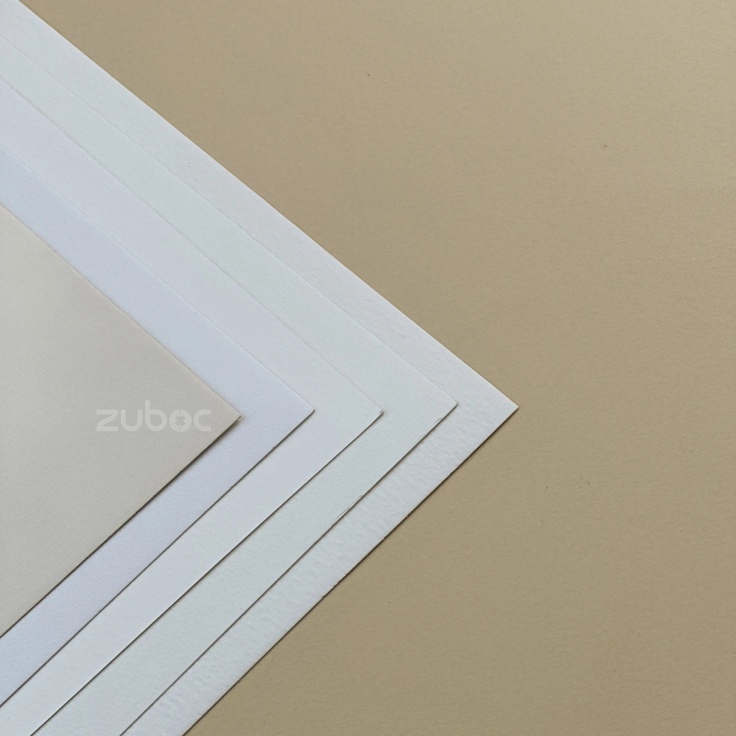 "Set of 21?15 cm premium textured cards in vanilla white, cotton watercolour, watercolour textured, and needle point finishes ? ideal for invitations, art projects, and luxury stationery."-2 
