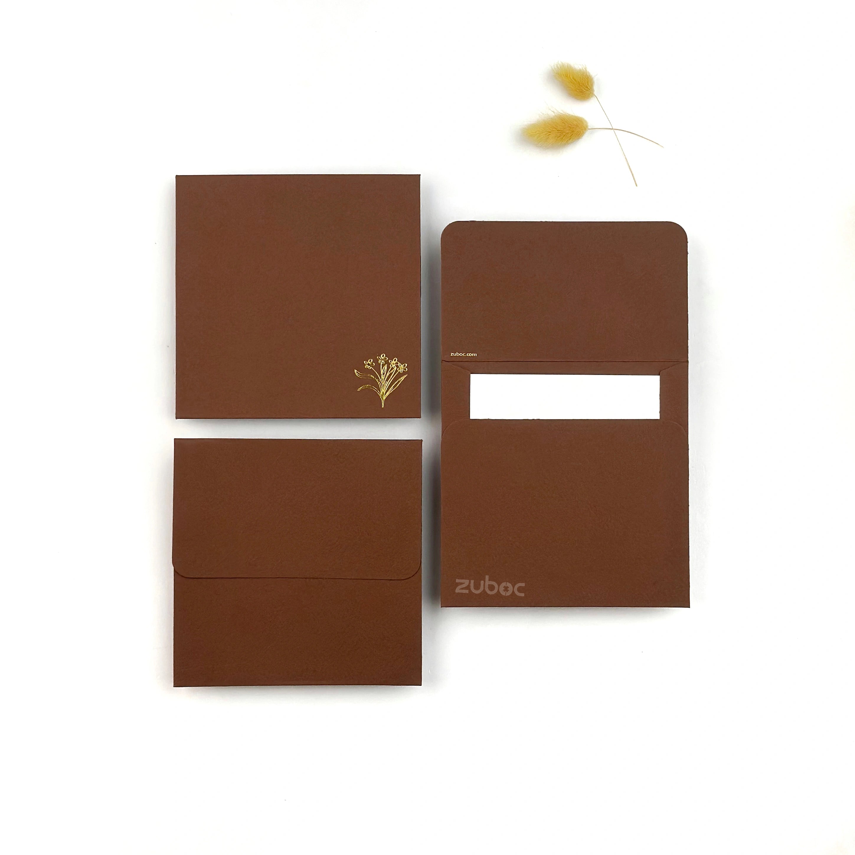 Square Envelope With Foil(Mini Flower) (Set of 5)