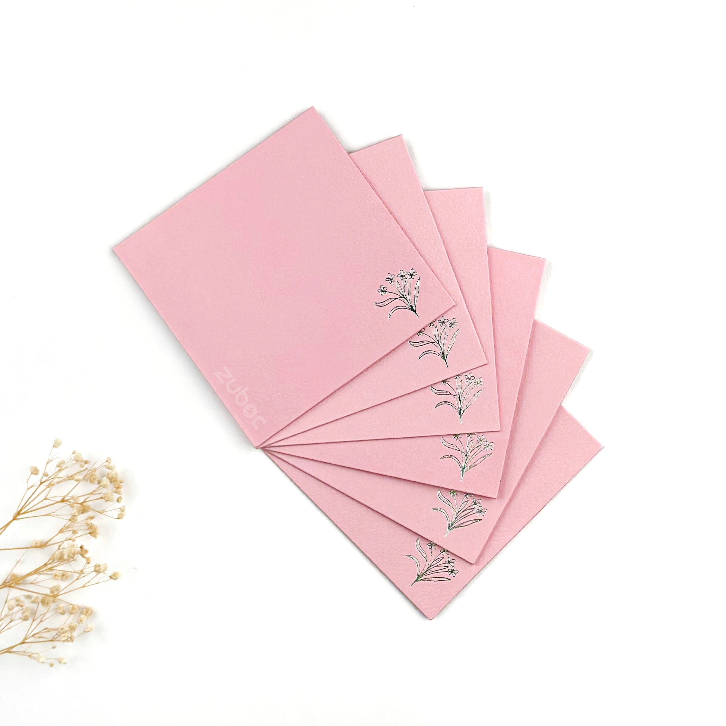Square Envelope With Foil(Mini Flower) (Set of 5)
