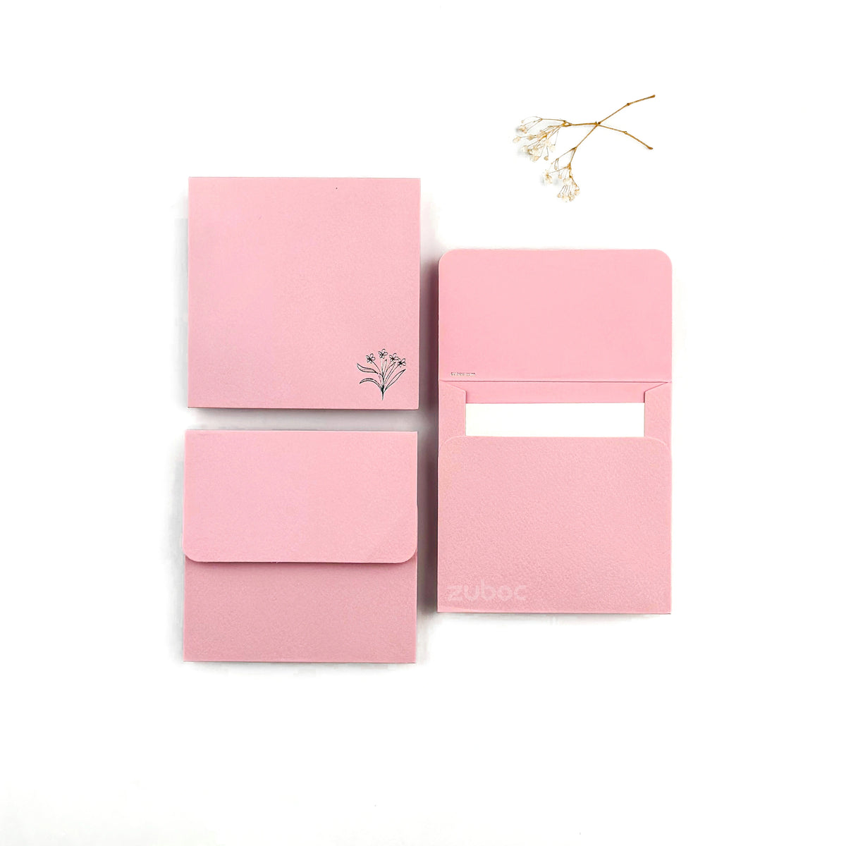 Square Envelope With Foil(Mini Flower) (Set of 5)