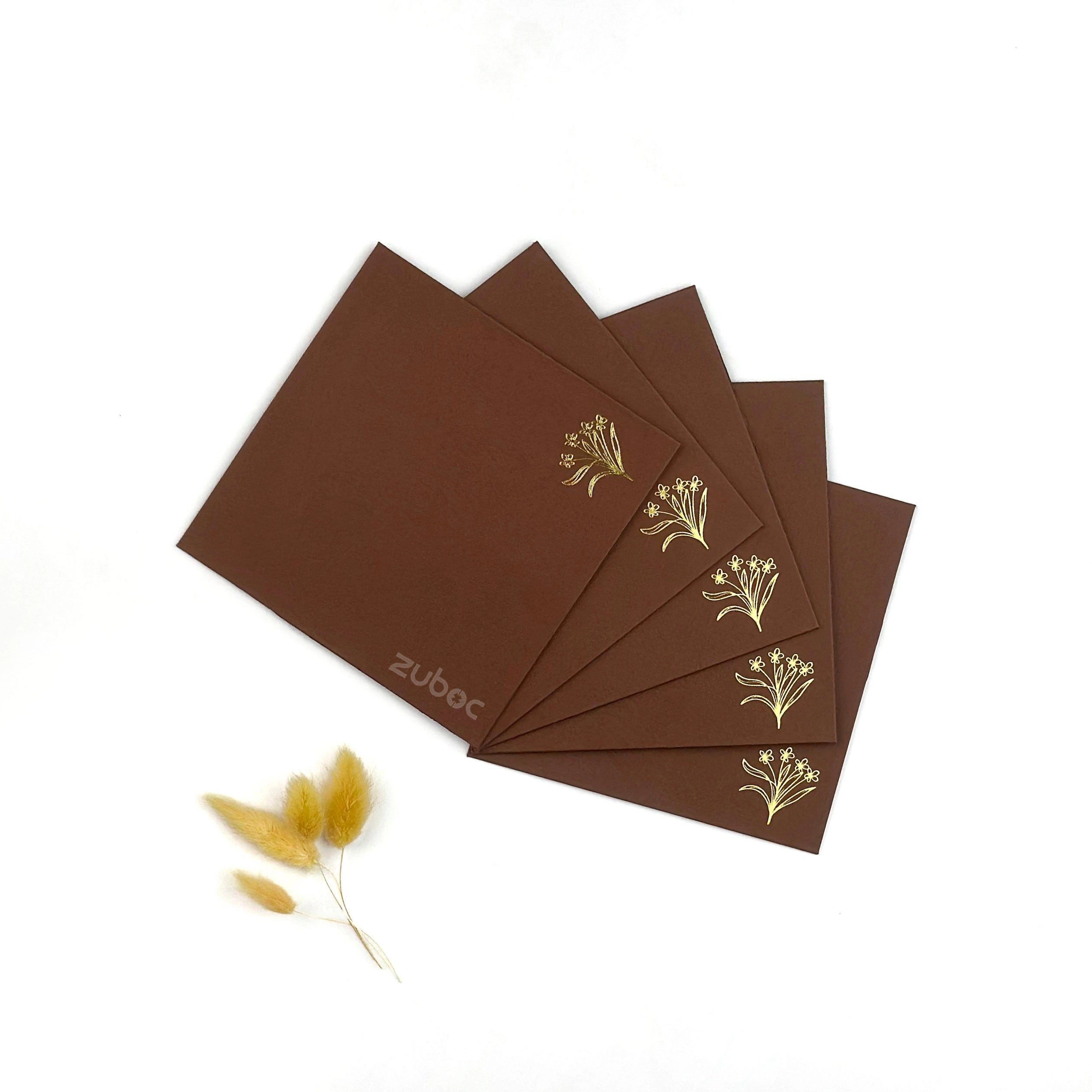 Square Envelope With Foil(Mini Flower) (Set of 5)