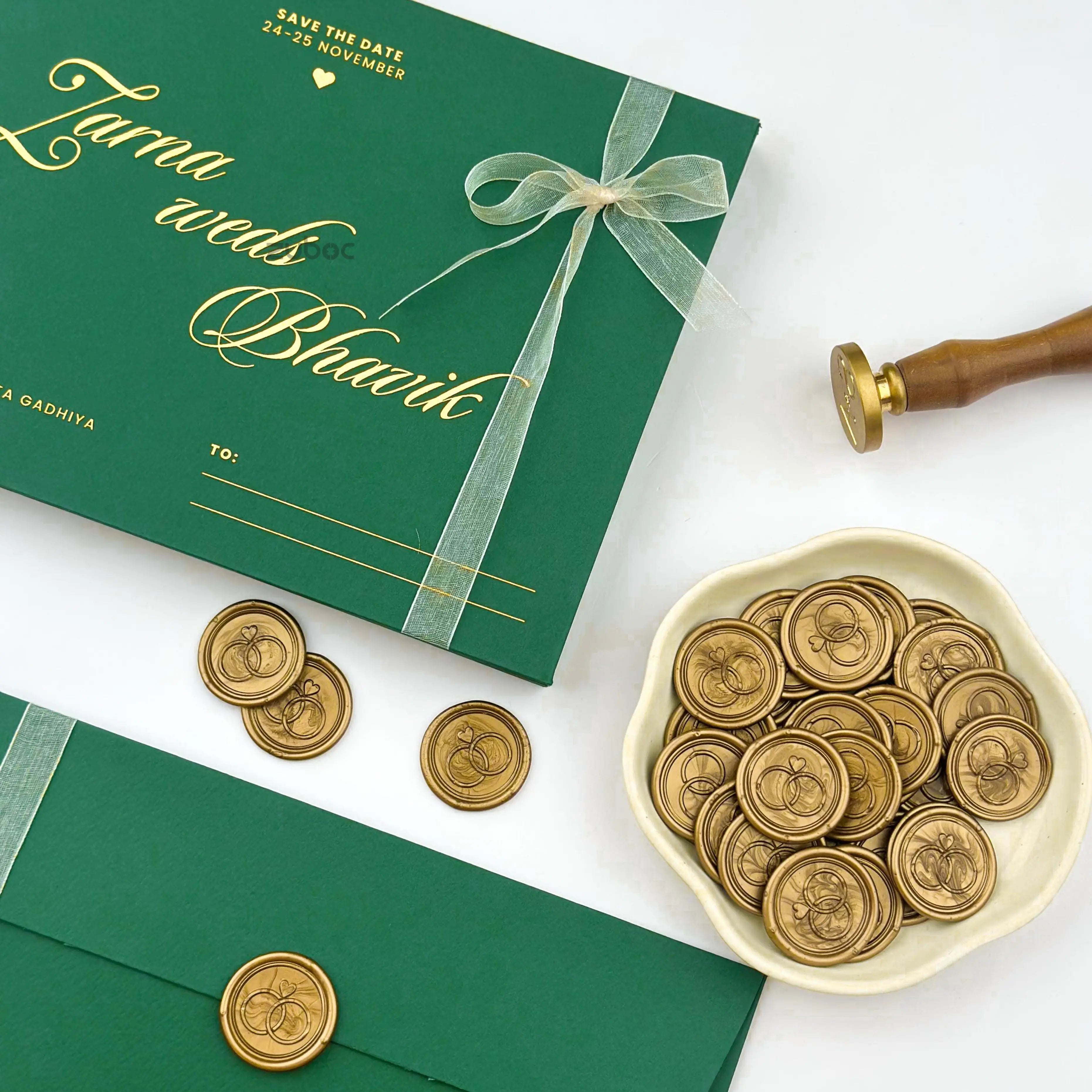 Sage Green Wedding Envelope With Wax Seal (Set of 50)