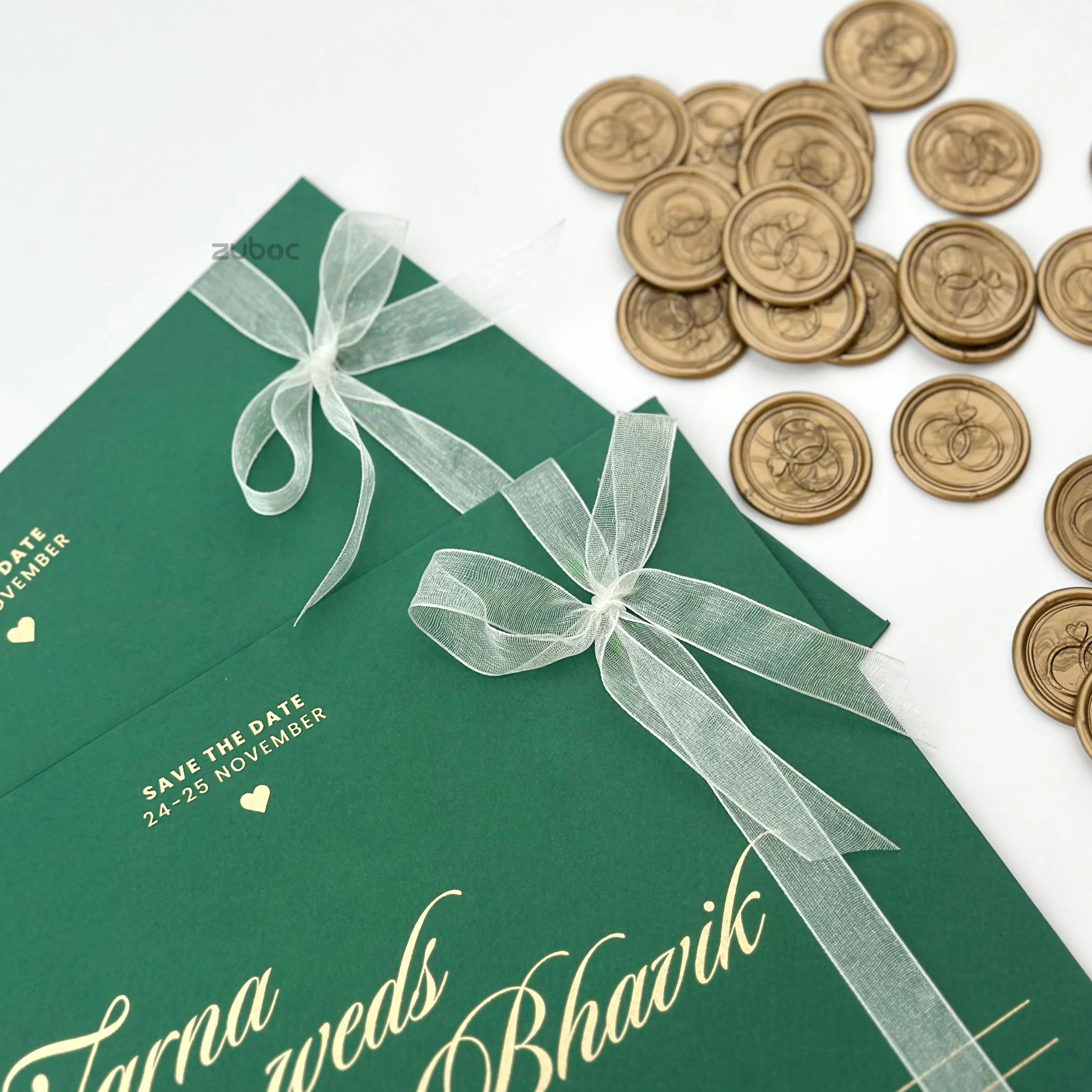 Sage Green Wedding Envelope With Wax Seal (Set of 50)