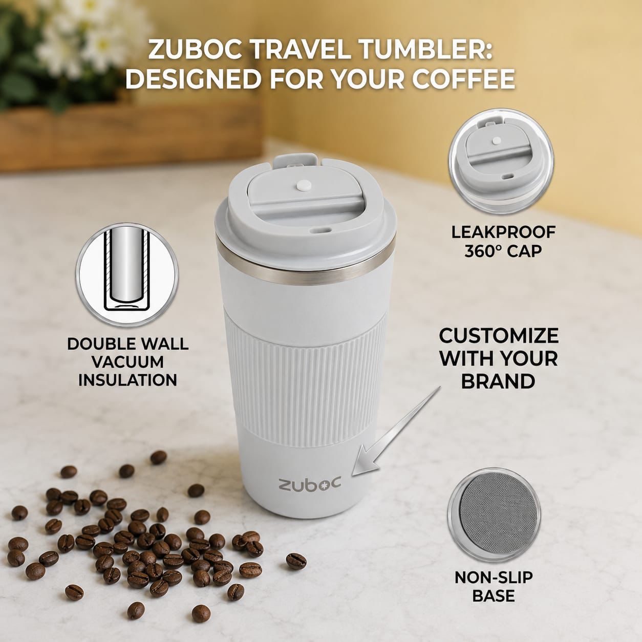 Zuboc Customized Coffee Travel Mug - Vaccum Flask