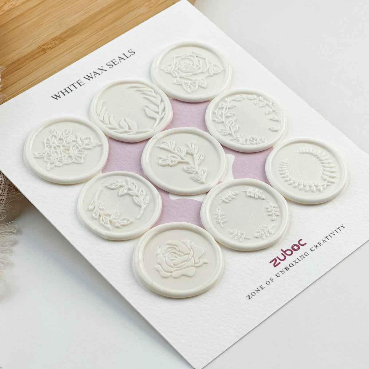 White Wax Seals Stickers for Wedding (Set of 9)