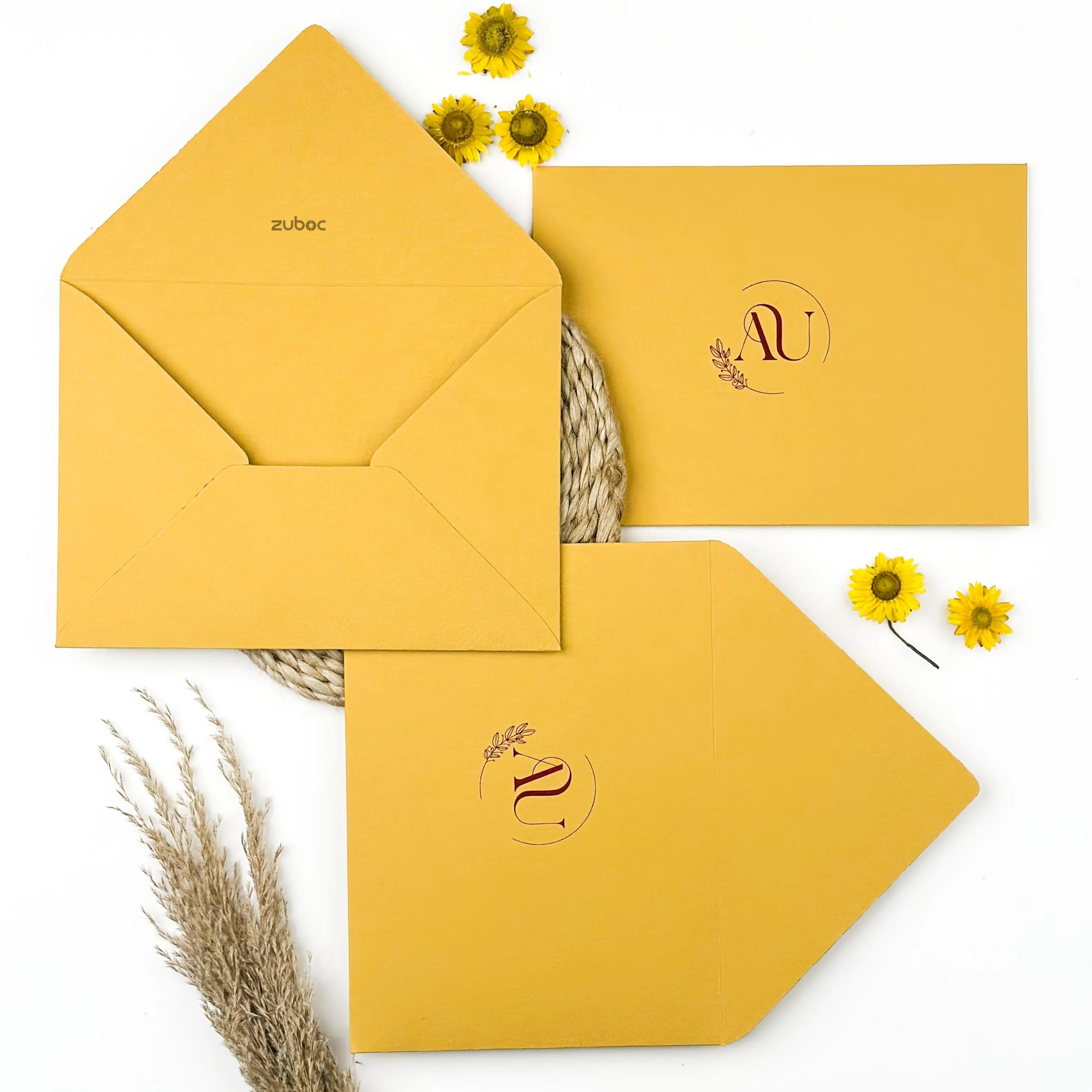 Customized Velour Gold Wedding Invitation Envelope (Set of 50)