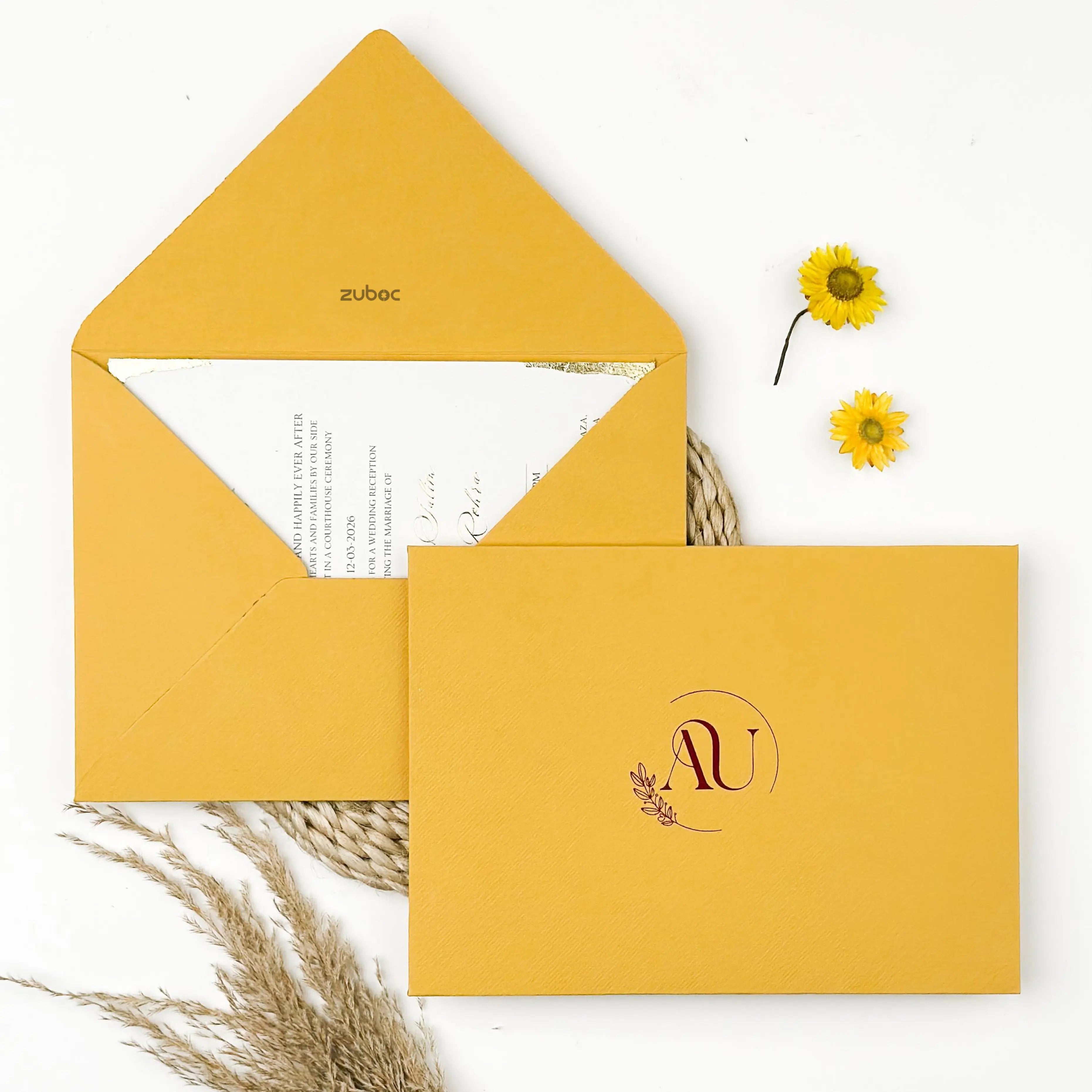 Customized Velour Gold Wedding Invitation Envelope (Set of 50)