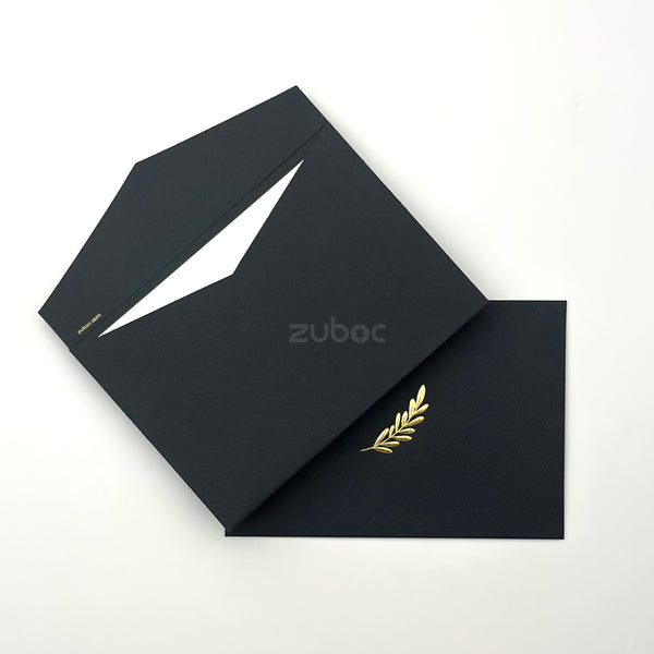 Black booklet envelope C6 top-down view for handmade cards