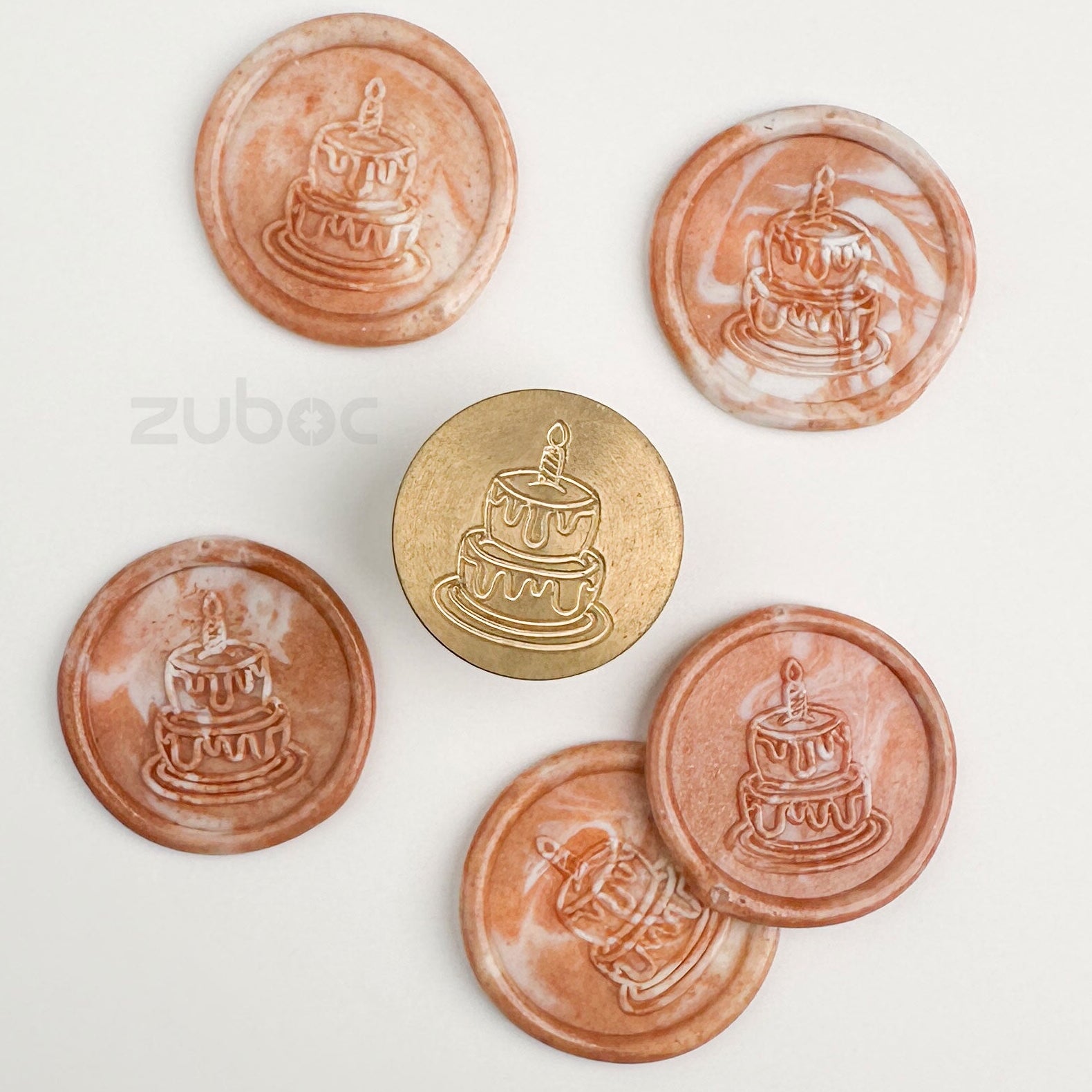 Warm brown and gold wax stamp front view for DIY projects