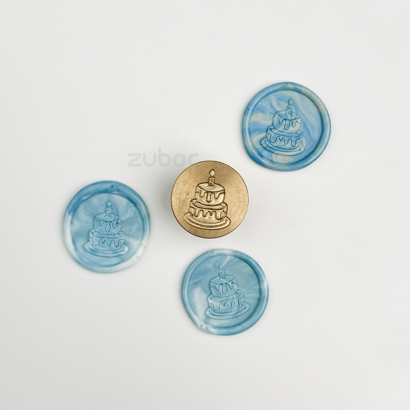 Cake -2  Wax Stamp with Wooden Handle