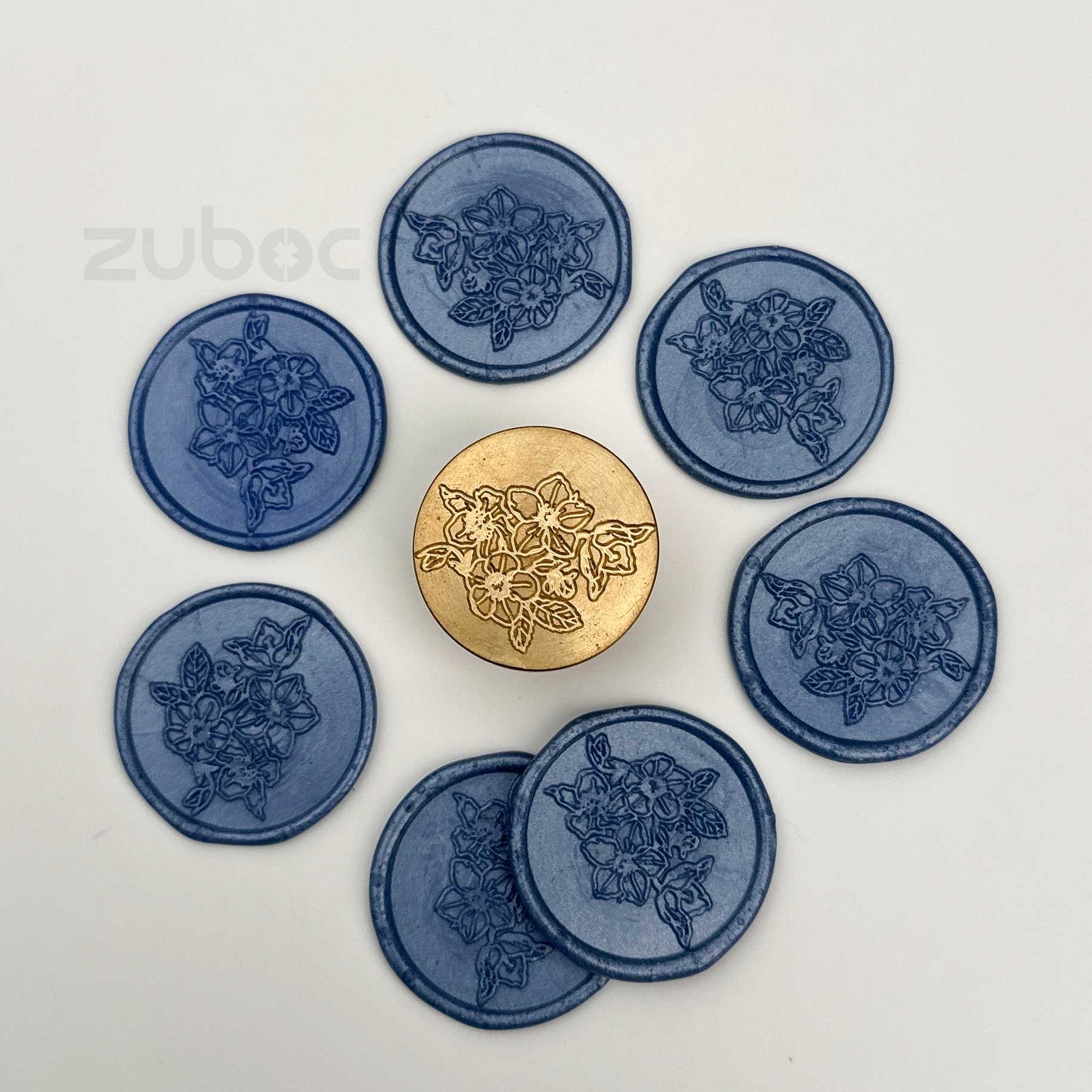 Warm brown and gold wax stamp front view for DIY projects