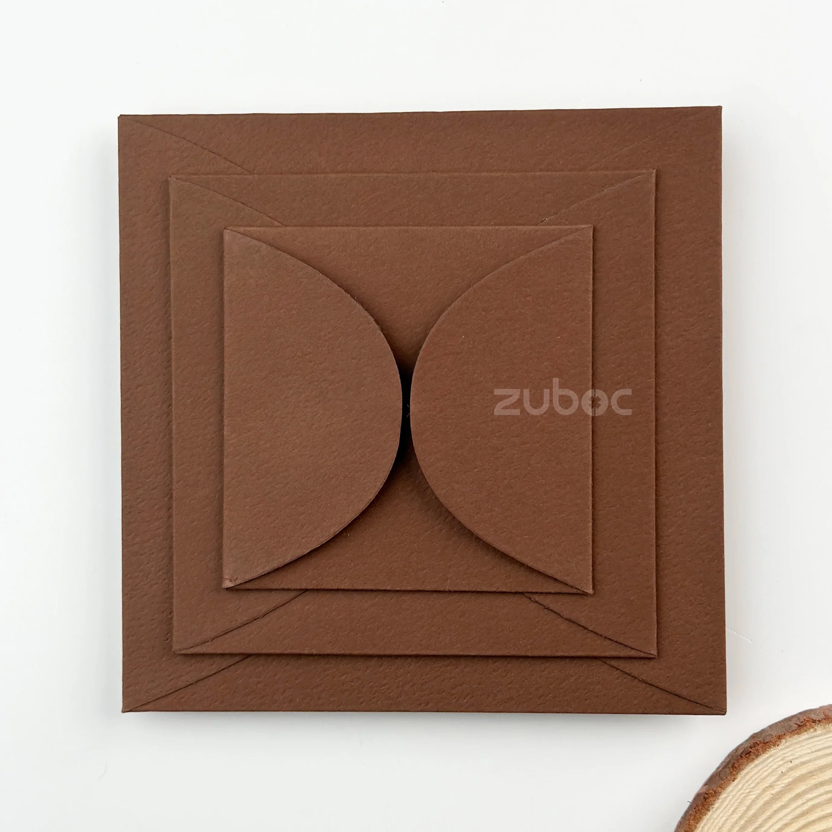 Coca Dusk semi-circle envelopes set of 3 in chocolate brown from Zuboc ? premium textured paper, perfect for gifting, weddings, and crafts.--2