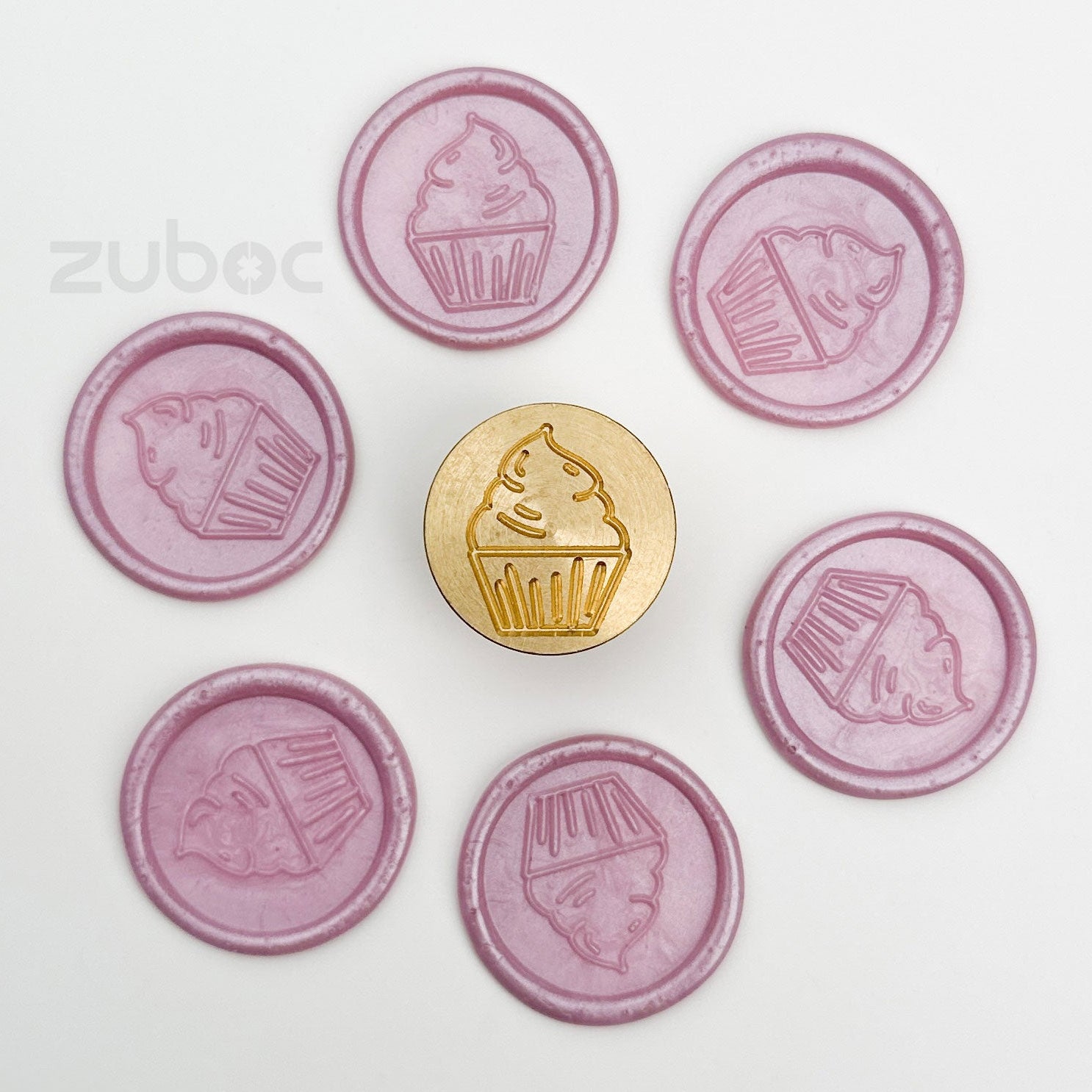 Warm brown and gold wax stamp front view for DIY projects