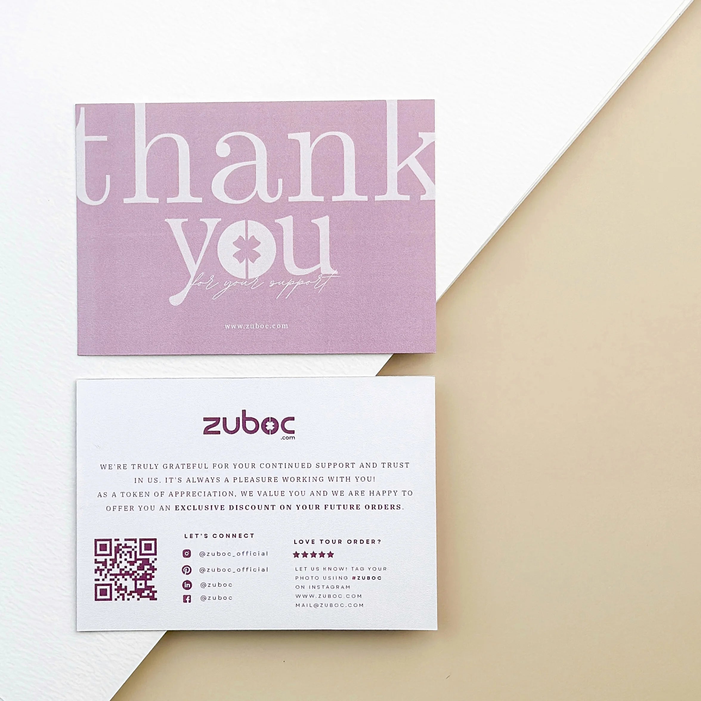 Custom Print Thank You Card and Envelope Combo ( Set of 50 )