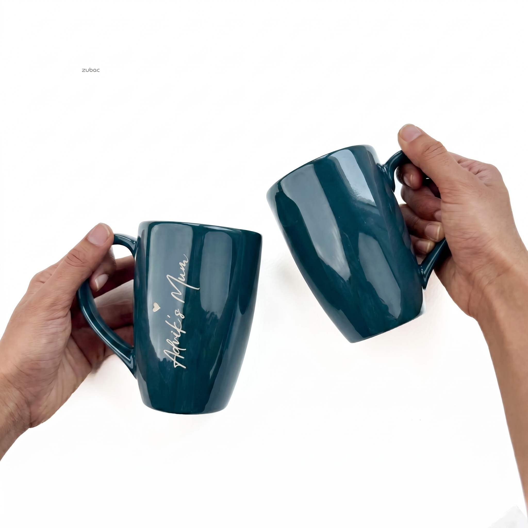 Personalized Stylish Long Teal Blue Couple Mug For Anniversaries