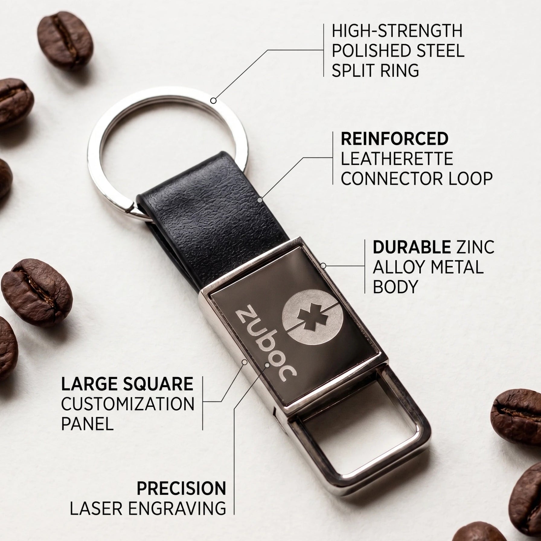 Zuboc Customised Square Metal Keychain
