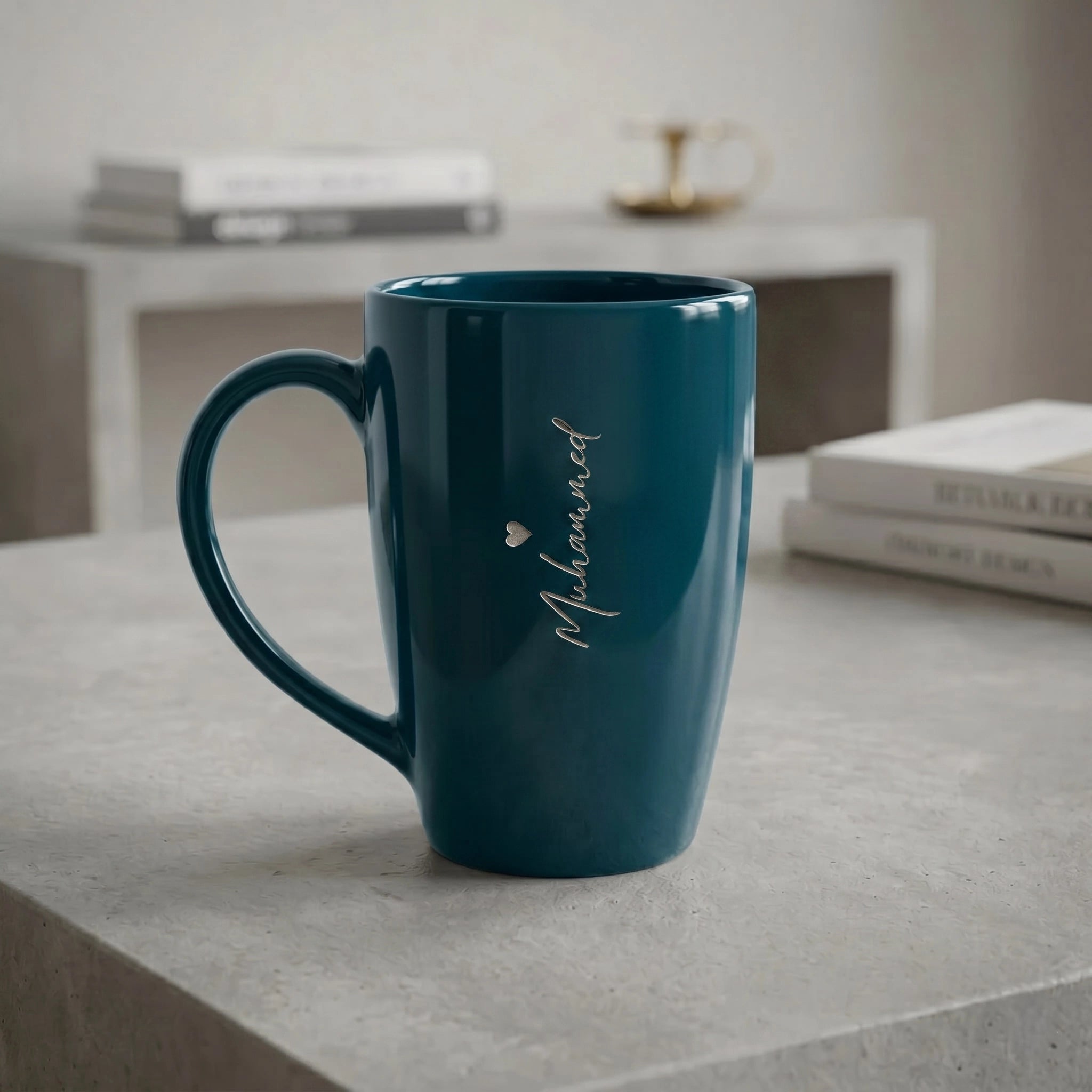 Personalized Stylish Long Teal Blue Mug For Gifting