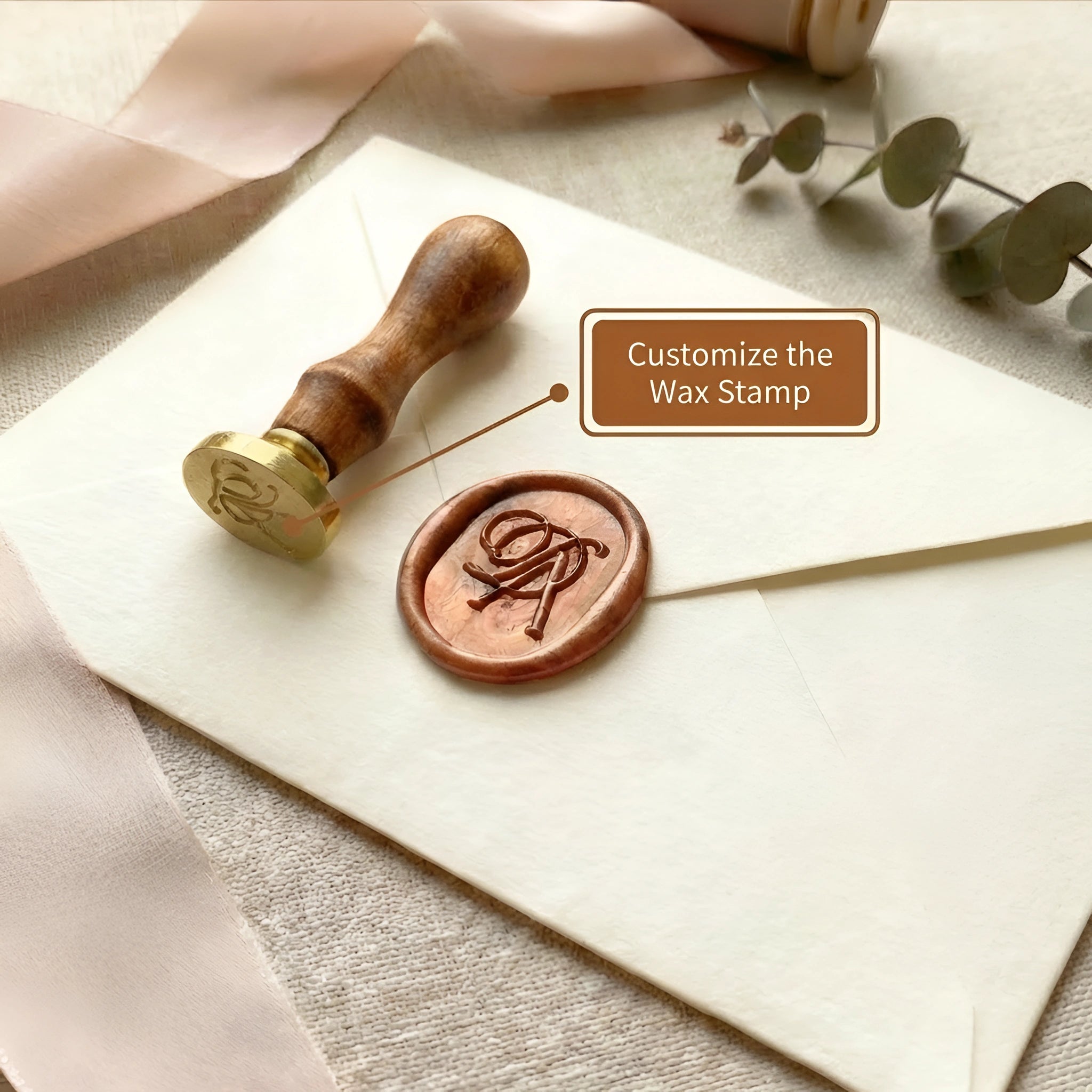 Custom Oblong Wax Stamp with Wooden Handle