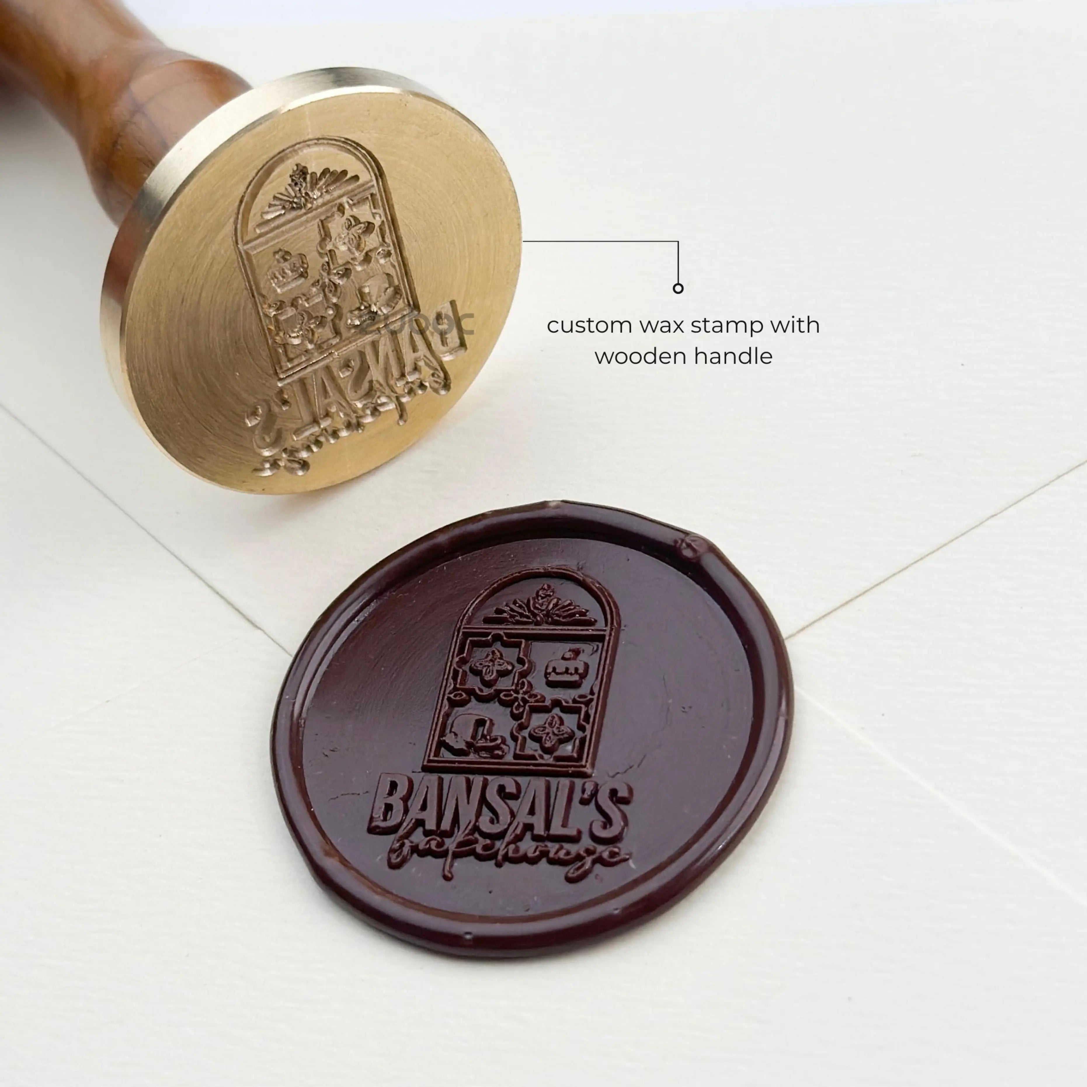 Custom Round Wax Stamp with Wooden Handle
