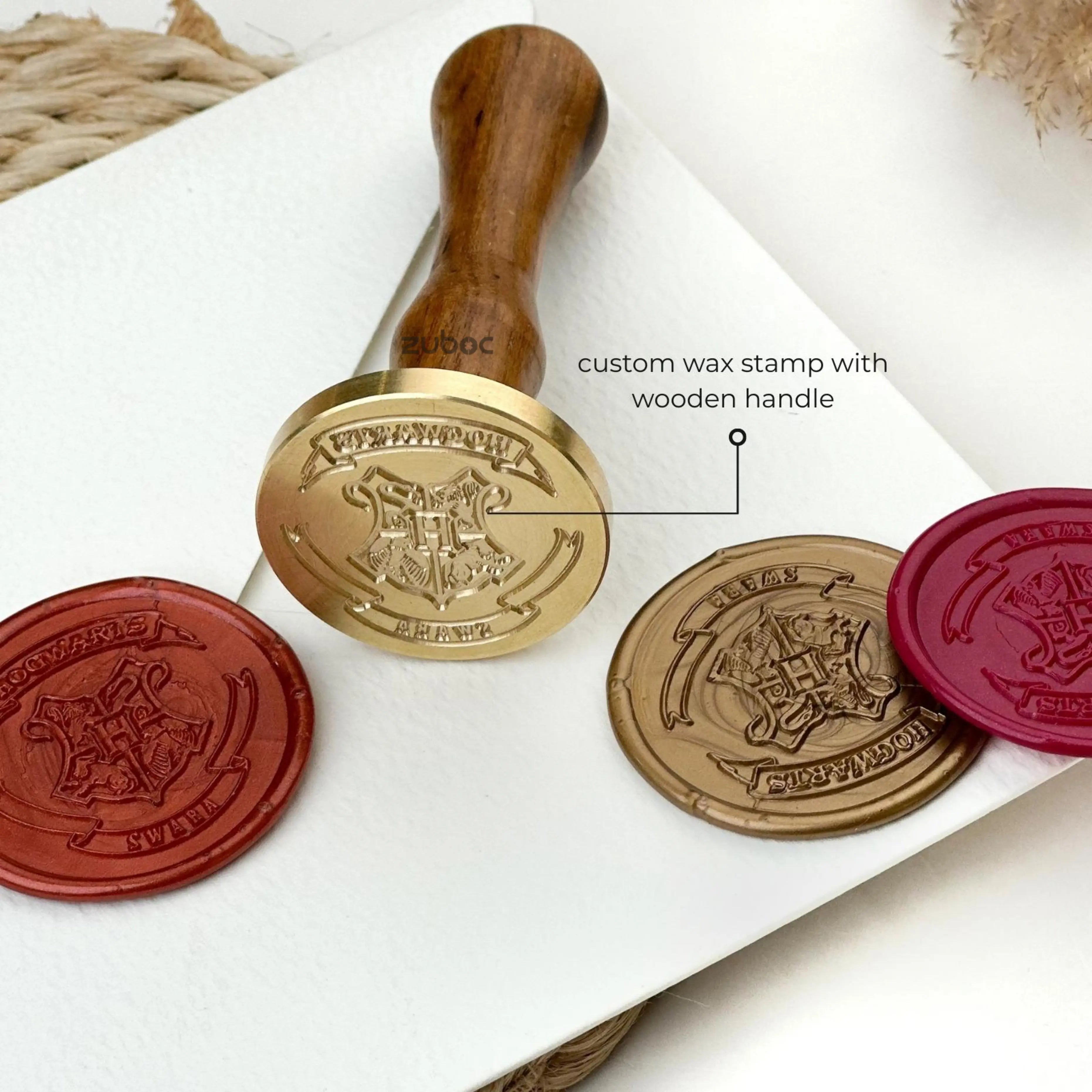 Custom Round Wax Stamp with Wooden Handle