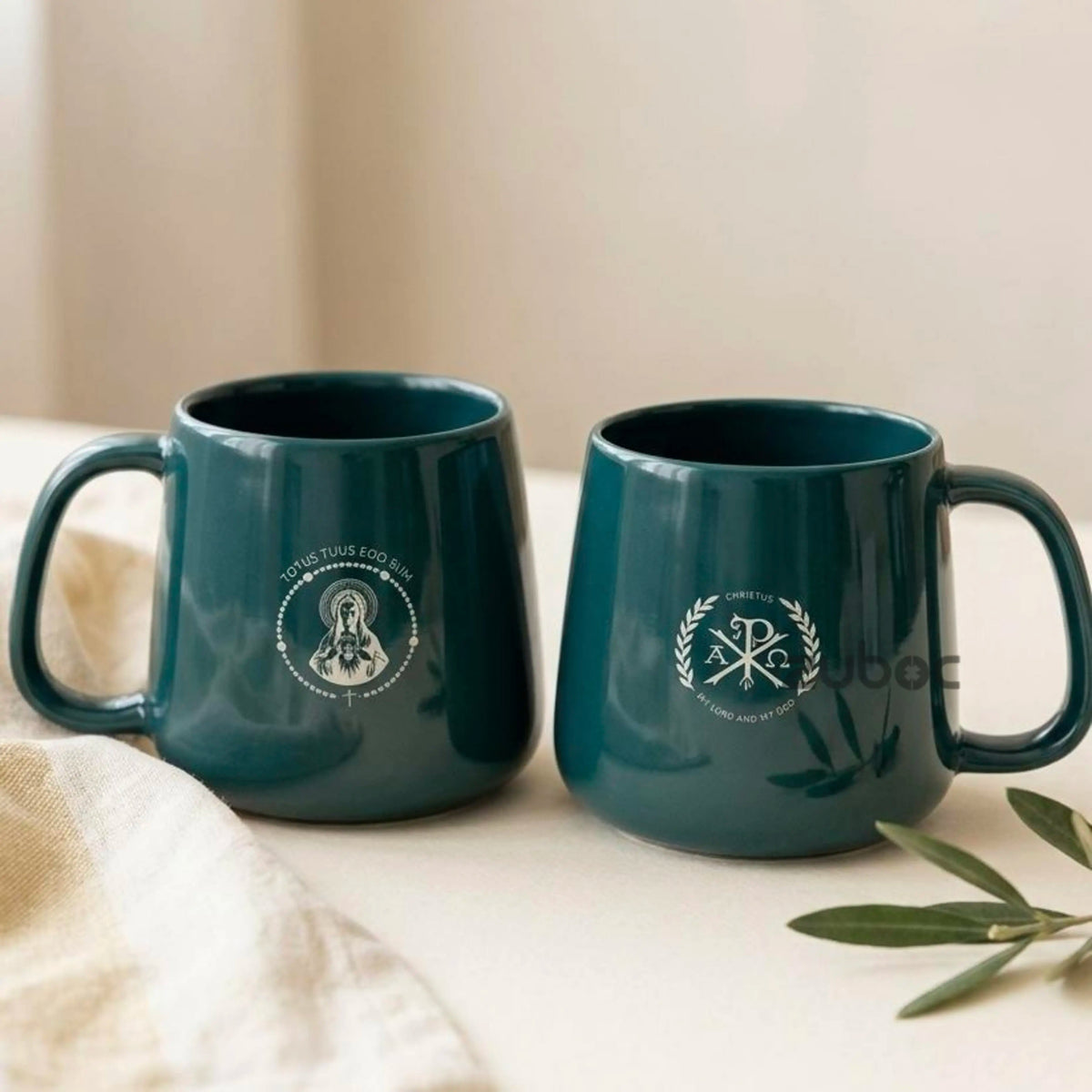 Personalised Single Ceramic Coffee Mug With Custom Name /for Corporates - Teal Blue