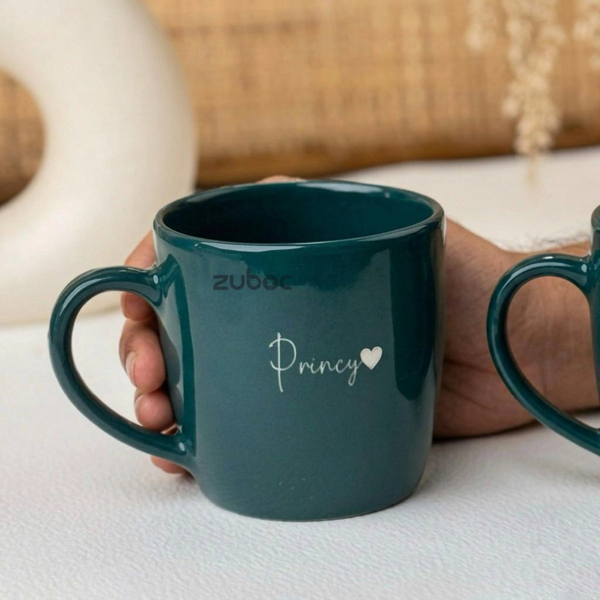 Personalized Ceramic Mini -Cute Mug/For Gifting-Teal Blue
