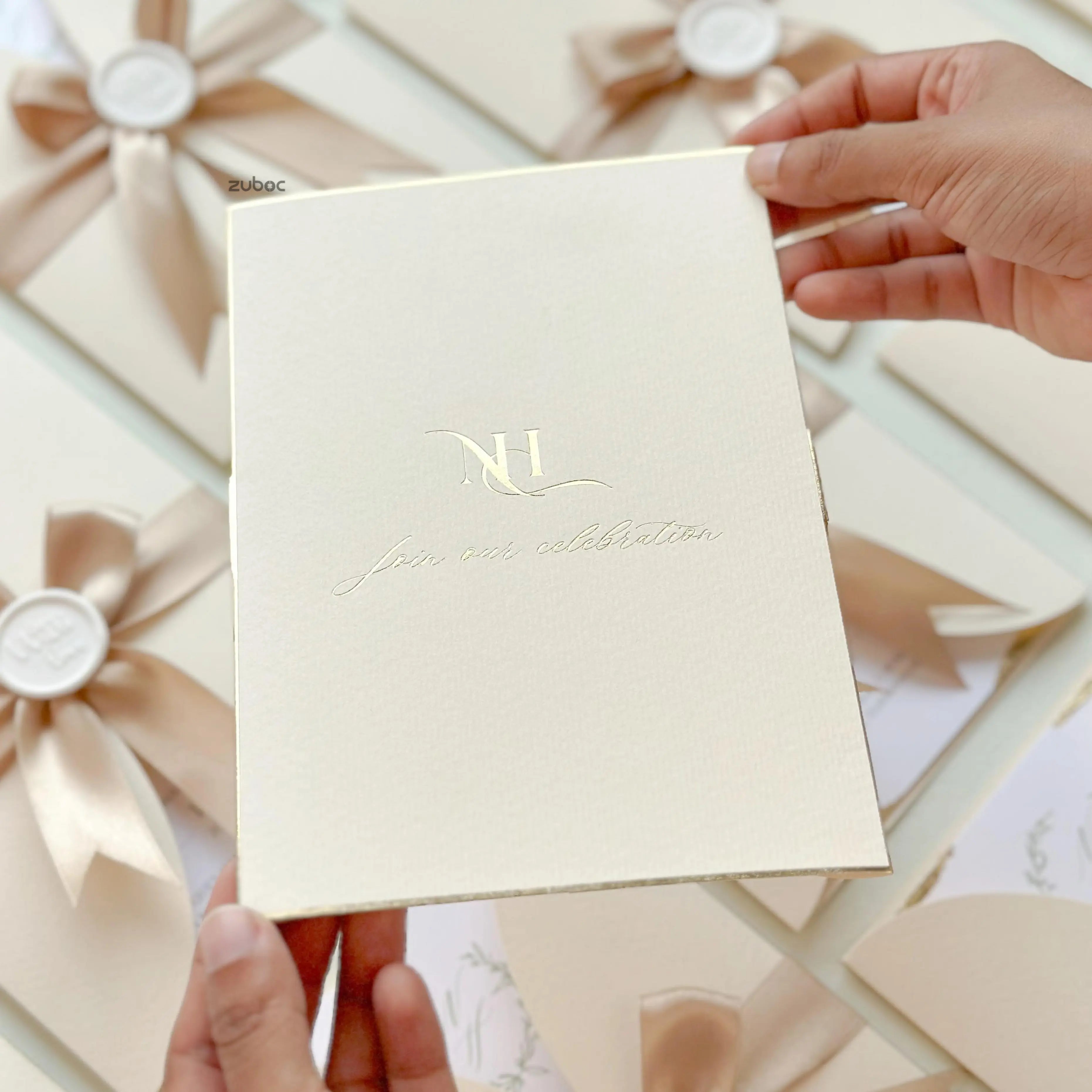 Customized Gold Eterna Wedding Invitation Suites (Set of 50)