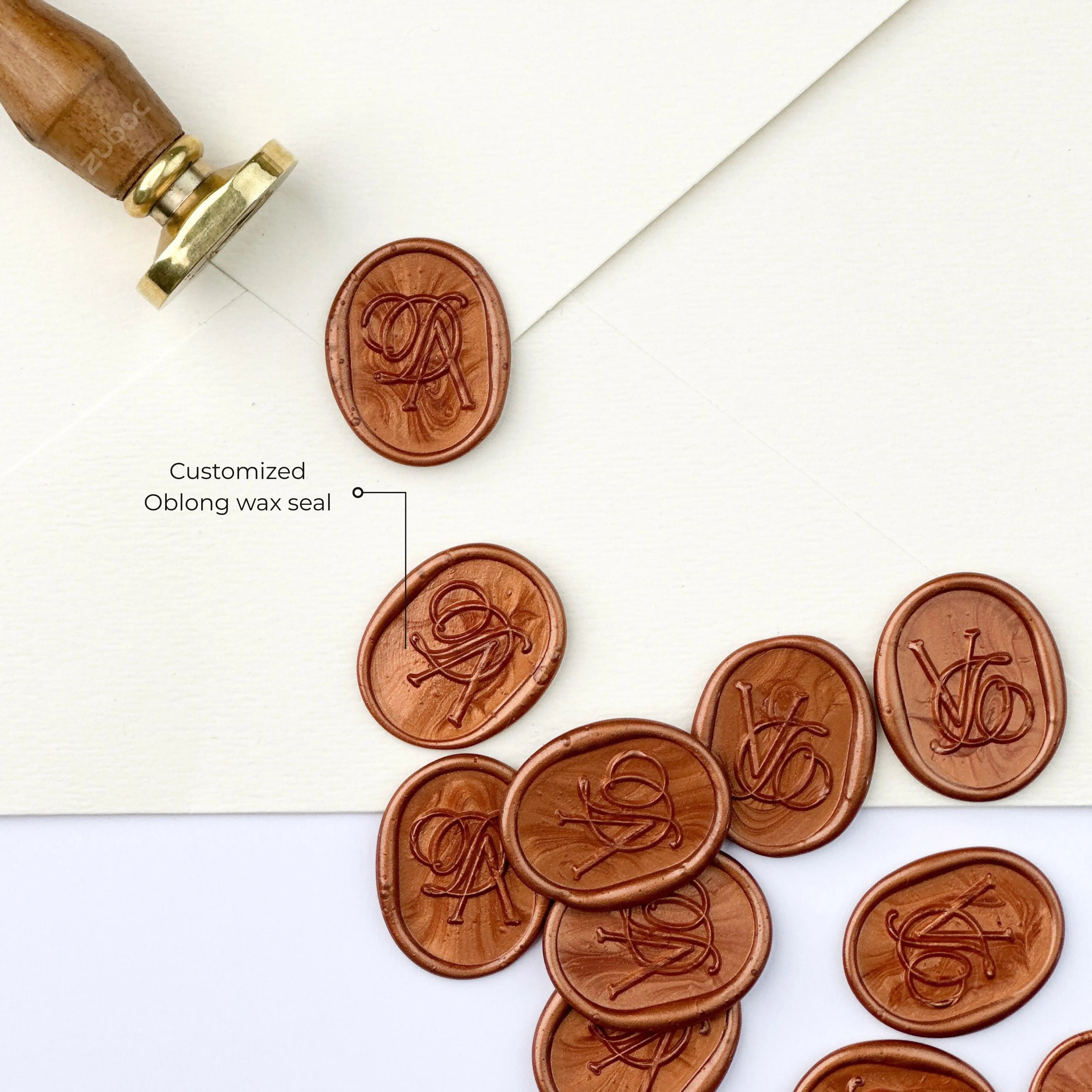 Custom Oblong Wax Stamp with Wooden Handle
