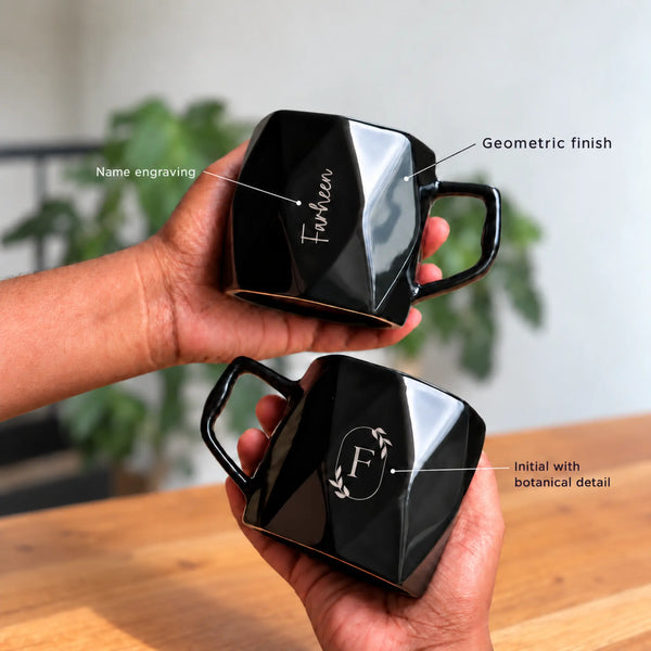 Custom Engraved Geometric Ceramic Mug for Corporate & Personal Gifts